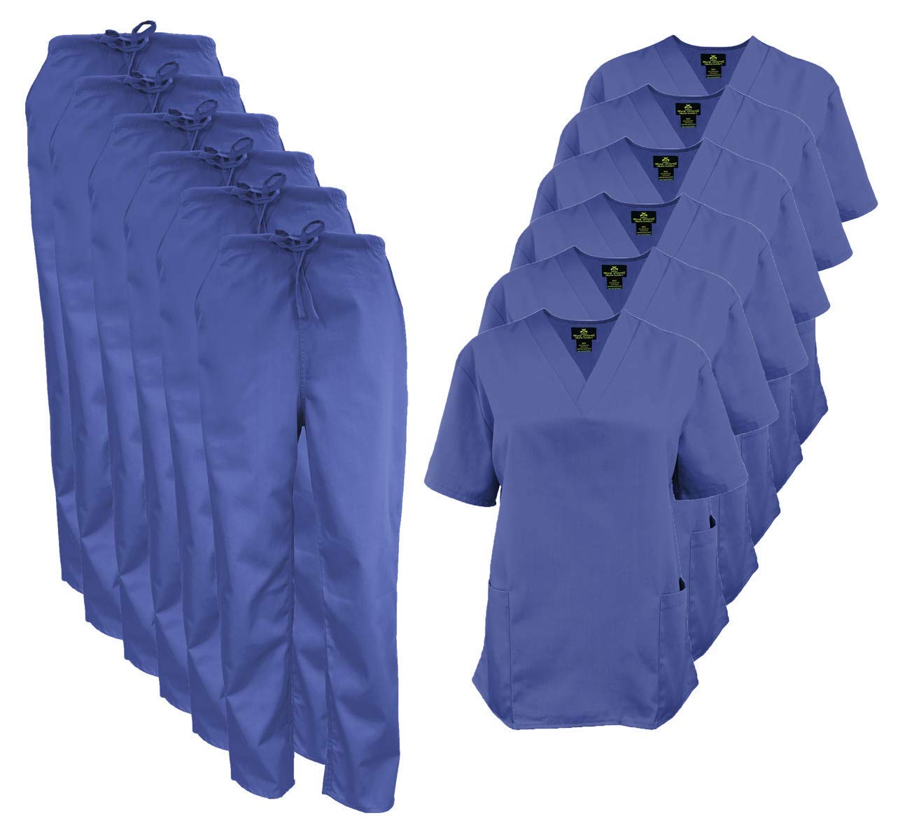 Premium Women's Medical Scrubs Set - Natural Uniforms Top & Pants (6-Pack) | Comfortable Healthcare Workwear for Nurses & Doctors