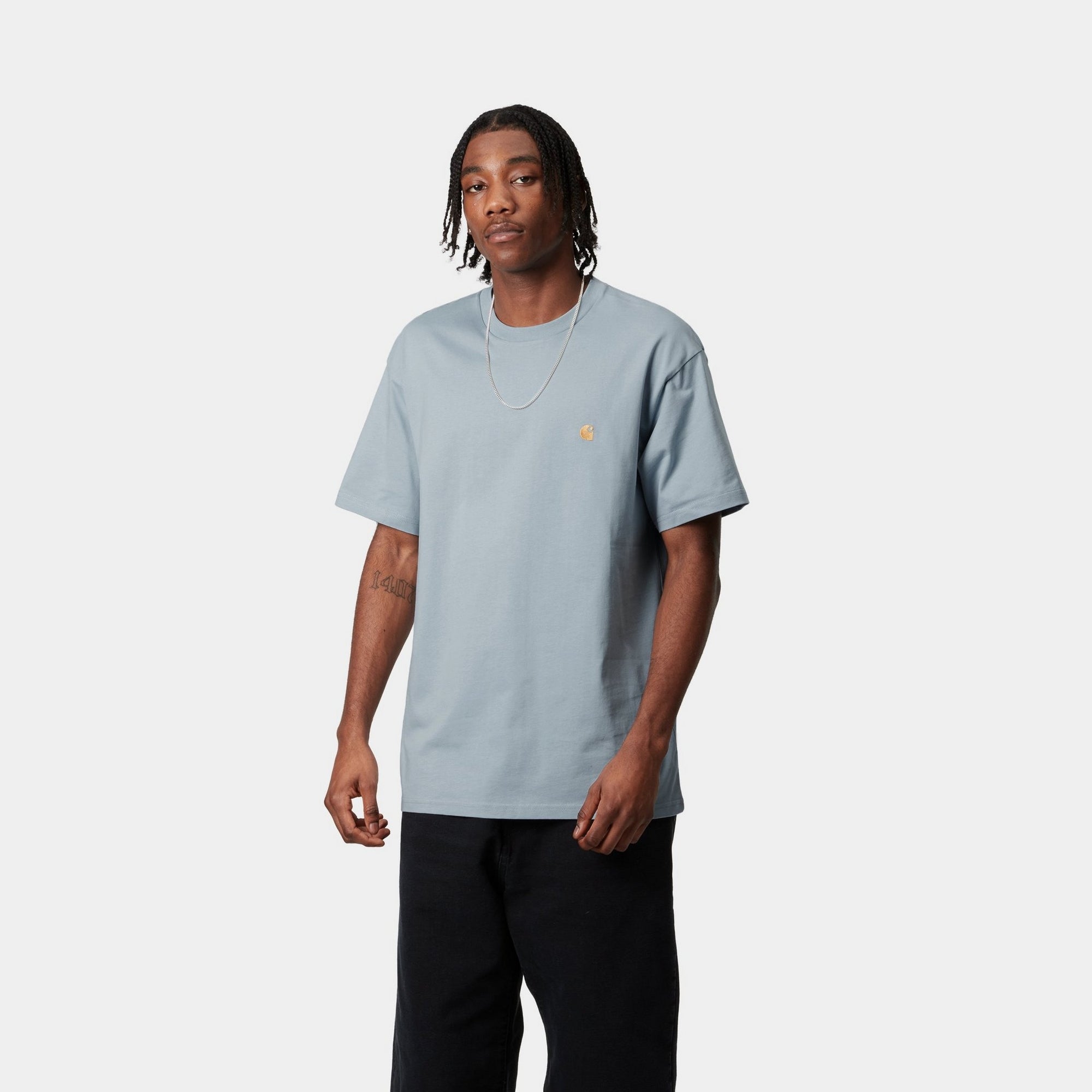 Chase T-Shirt for Men & Women | Soft Frosted Blue Cotton Tee - Casual Wear, Street Style, Everyday Outfit