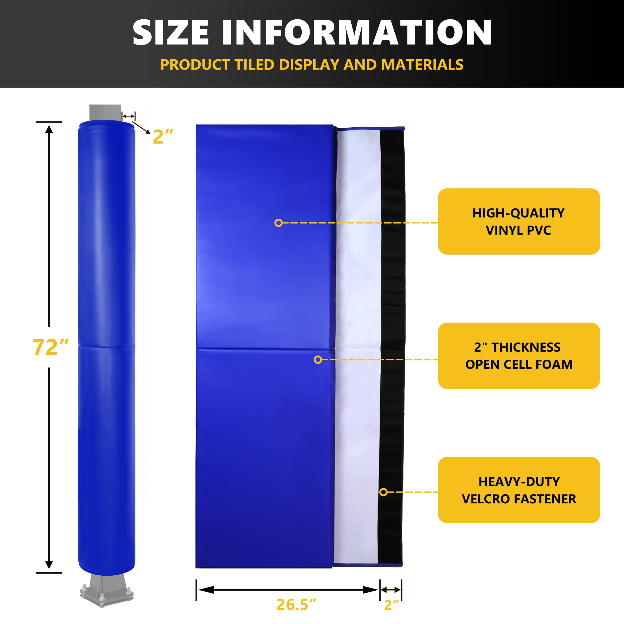 6 Feet Tall Round and Square Pole Pad - Heavy Duty 2
