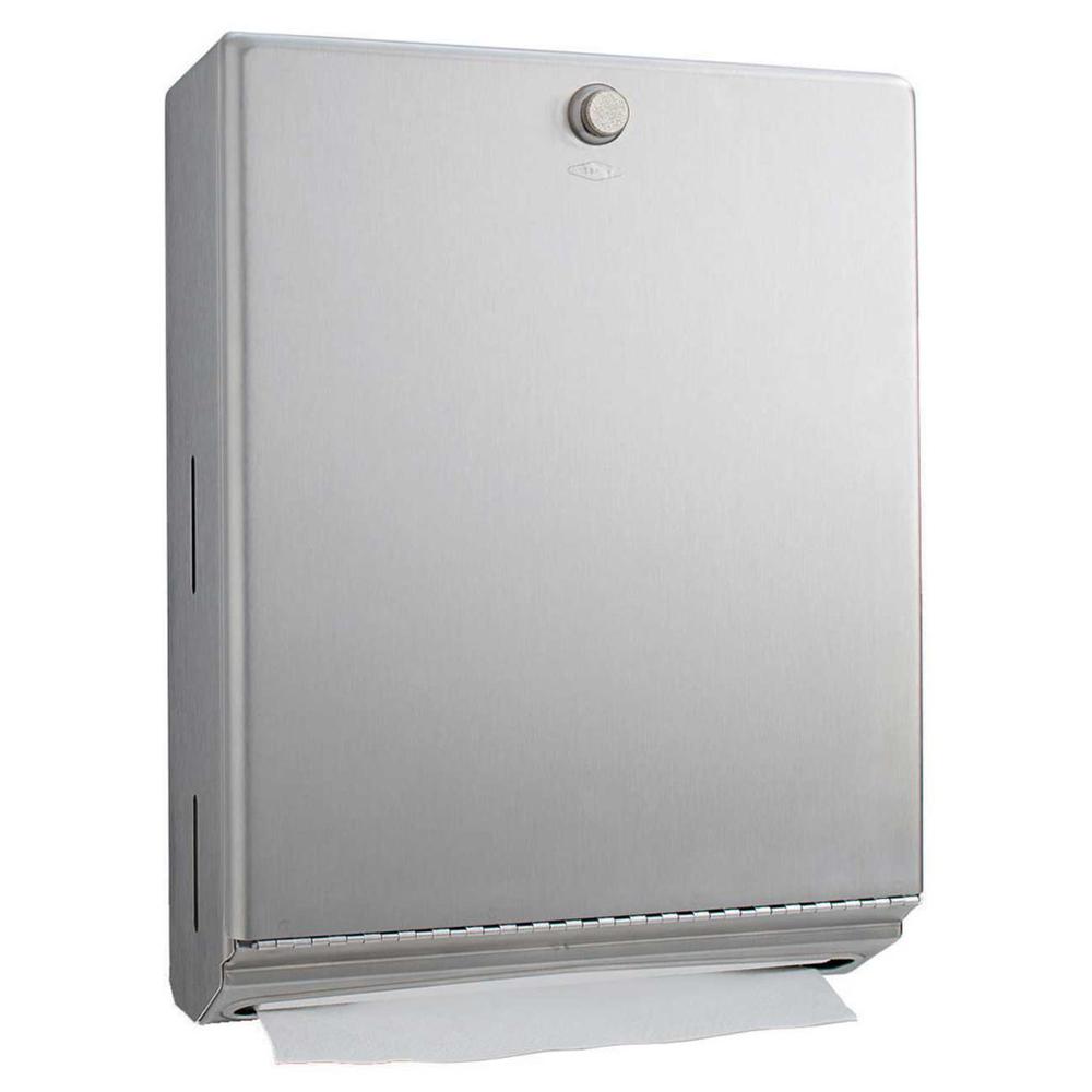 Bobrick B2620 ClassicSeries Paper Towel Dispenser with Knob Latch - Surface Mounted Satin Finish for Restrooms, Kitchens & Commercial Use