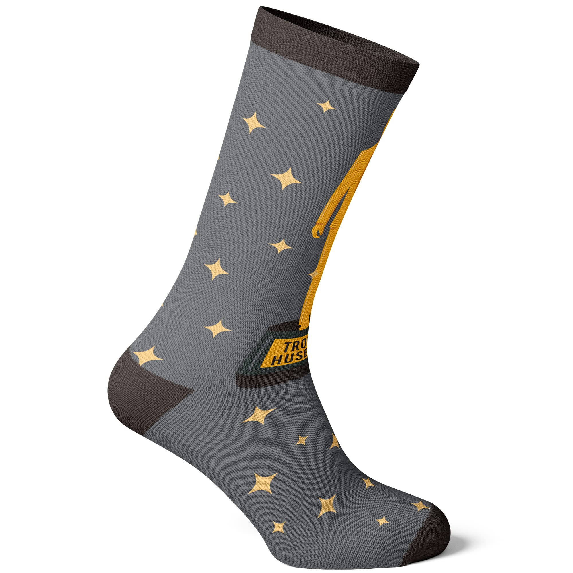 Funny Crazy Dog T-Shirts for Men | Trophy Husband Socks with Best Hubby Award Design | Sparkling Gold Footwear for Gifts & Casual Wear