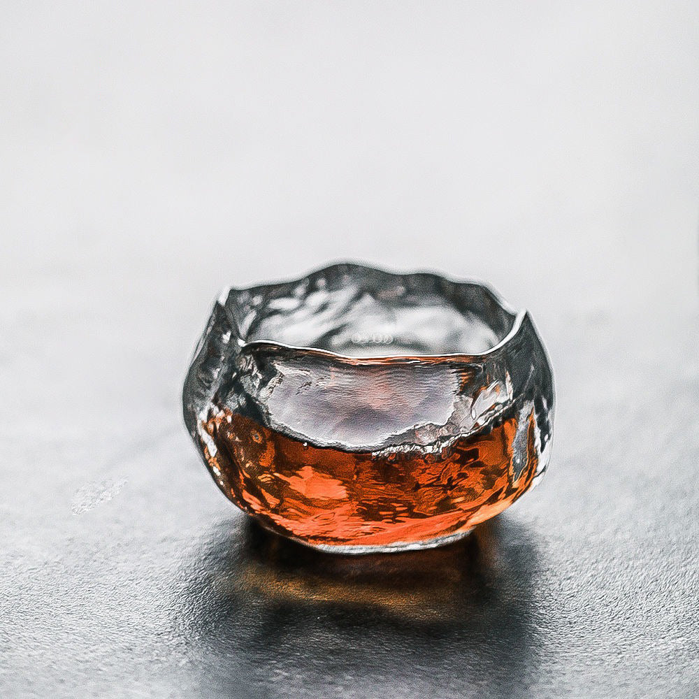 Premium Ice Block Glass Gongfu Tea Cup with Saucer - Handcrafted Chinese Tea Set for Oolong, Pu-erh & Green Tea - Perfect for Home, Office & Tea Ceremonies