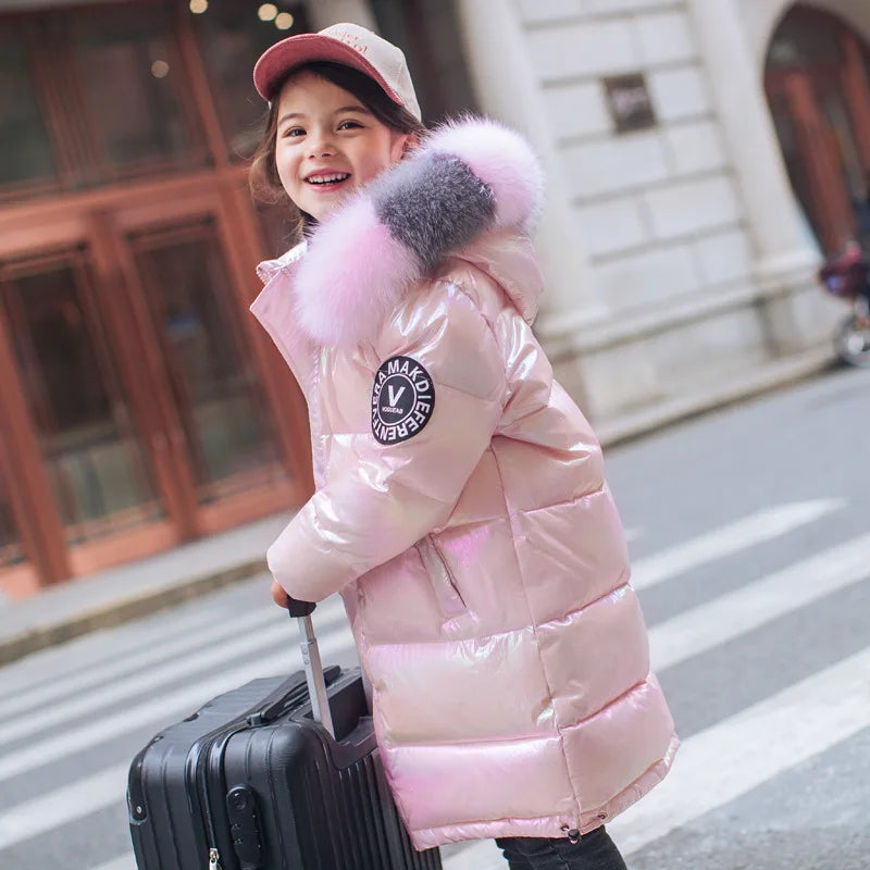 2023 Winter Down Jacket for Girls - Waterproof Shiny Hooded Coat for Kids 5-14 Years | Warm Outerwear Parka Snowsuit for Cold Weather & Outdoor Activities