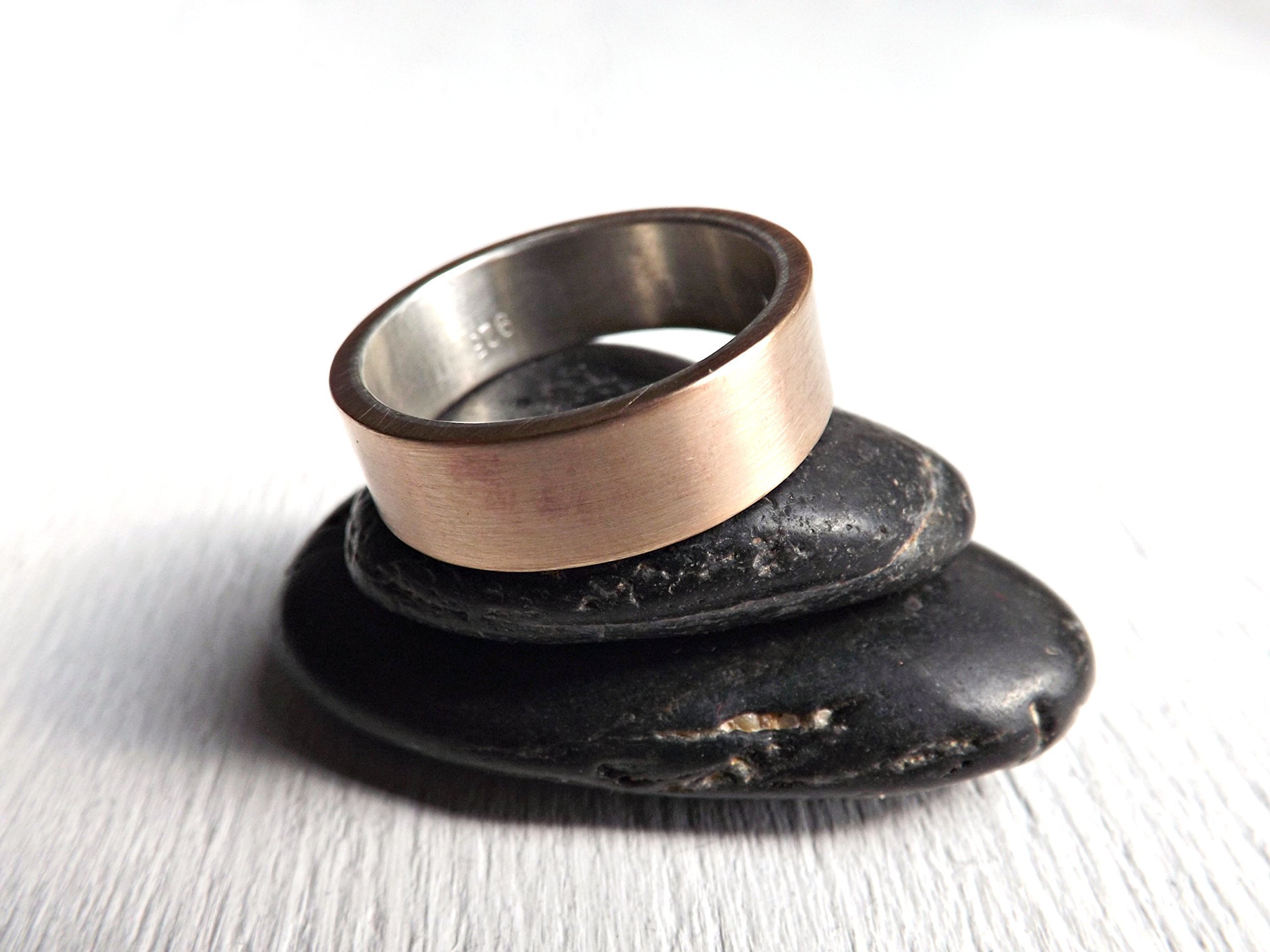 Men's Bronze Wedding Band - Personalized Rustic Silver Bronze Ring for Men - Anniversary Gift for Him - Perfect for Weddings, Engagements & Special Occasions