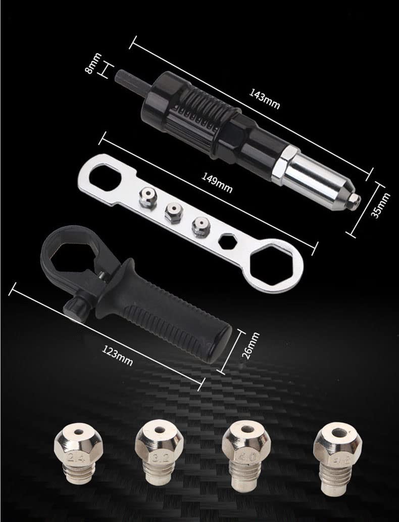 Cordless Rivet Gun Adapter Kit for Power Drills - DIY & Metalworking