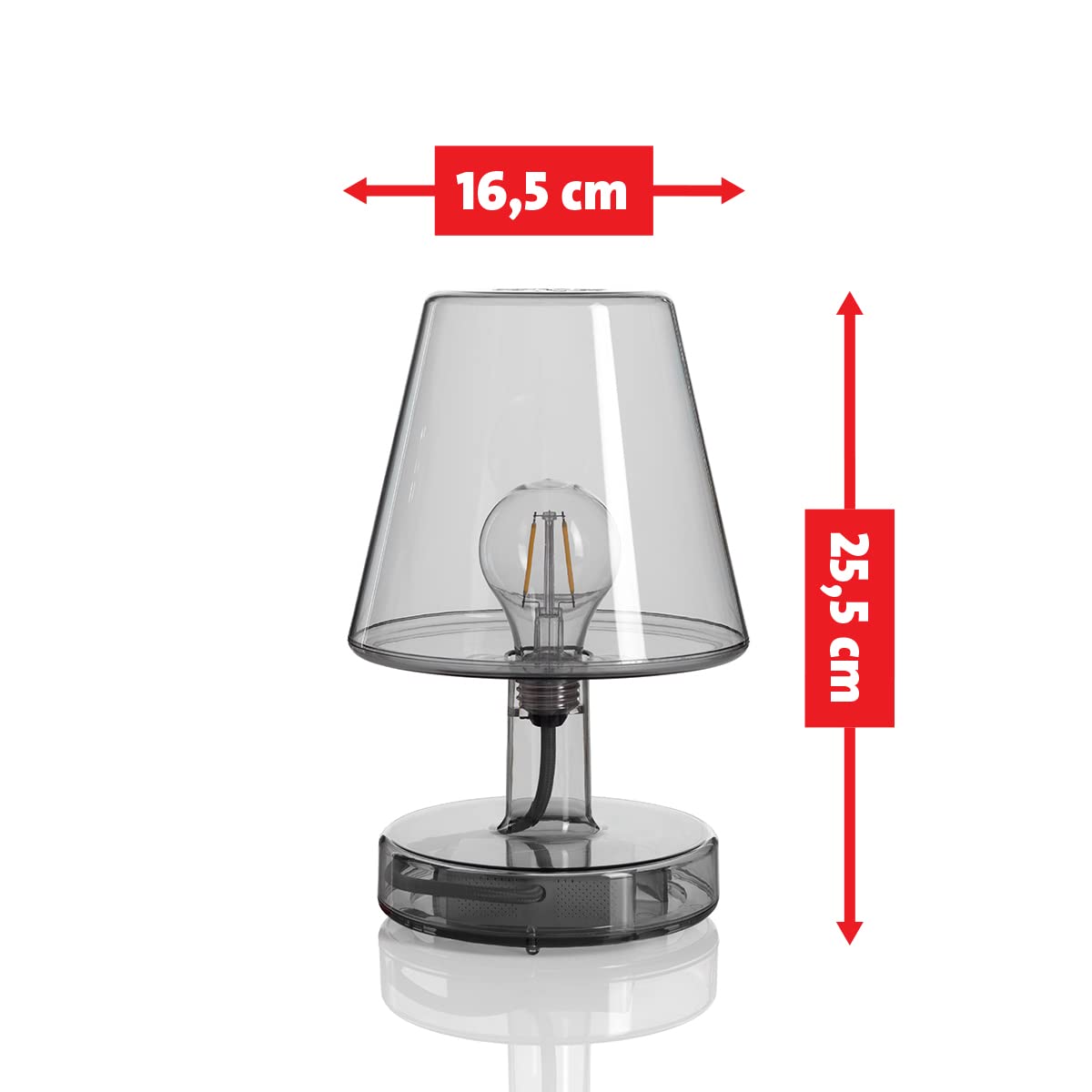 Fatboy Transloetje Rechargeable LED Table Lamp - Portable Night Light with USB Charging, Dimmable Warm White Light, Modern Grey Design for Bedroom, Living Room, Office & Outdoor Camping