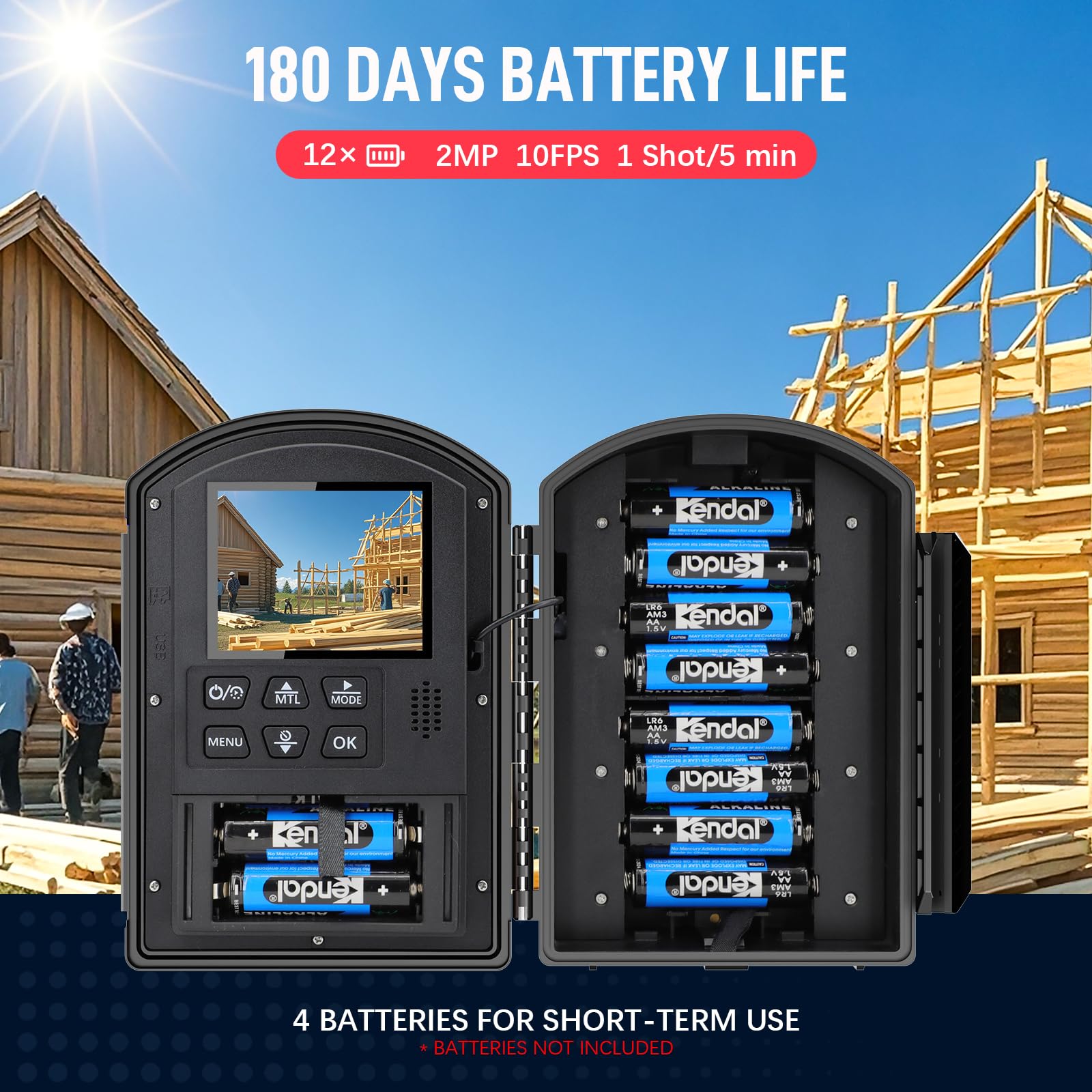 Outdoor Construction Time Lapse Camera with Infrared Positioning & LED Light - 180 Days Continuous Shooting, 1080P HD Video & Photos for Cooking, Plant Growth, Art Drawing, Landscape Photography (64GB) - Perfect for Construction Monitoring, DIY Projects, and Nature Observation