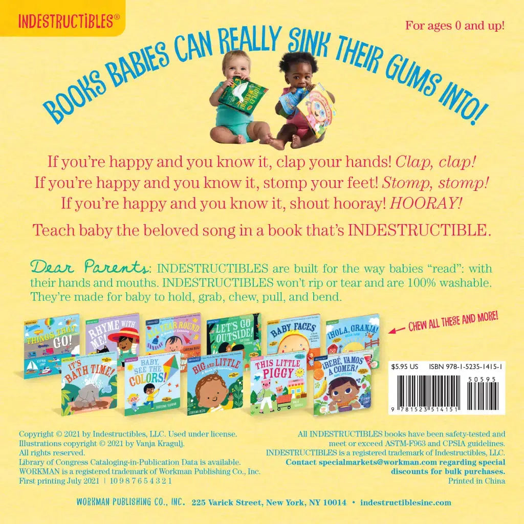 Indestructible Baby Books - Happy and You Know It | Tear-Resistant, Washable, Non-Toxic Early Learning Books for Toddlers | Perfect for Storytime, Travel & Playtime