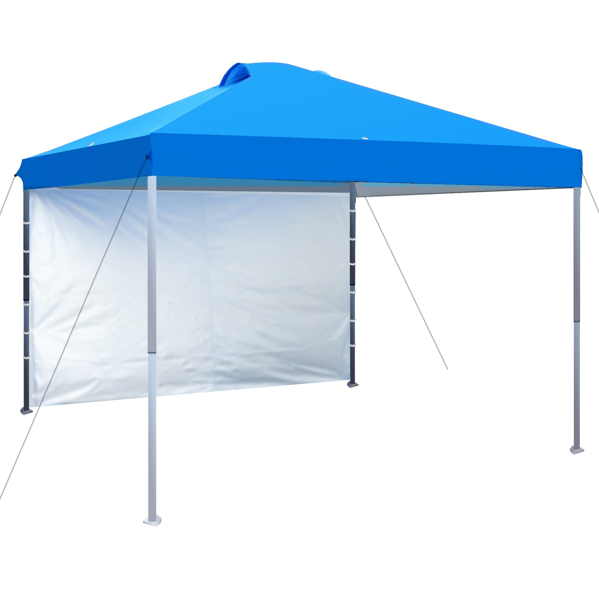 SlowSnail 10x10 FT Outdoor Pop Up Canopy Tent with Sidewall - Instant Sun Shade Shelter in Blue for Camping, Beach, Picnics & Backyard Parties