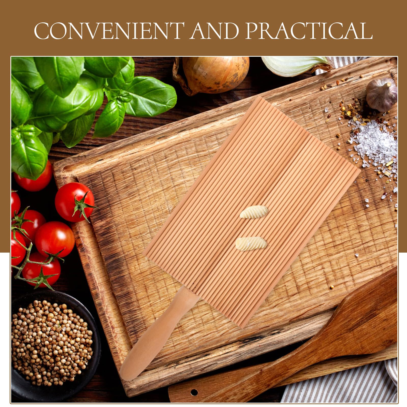 DOITOOL Natural Wood Gnocchi Board & Pasta Maker - Handmade Italian Gnocchi Stripper, Homemade Pasta & Spaghetti Kitchen Tool - Perfect for Italian Cooking, Pasta Making & Gourmet Food Preparation