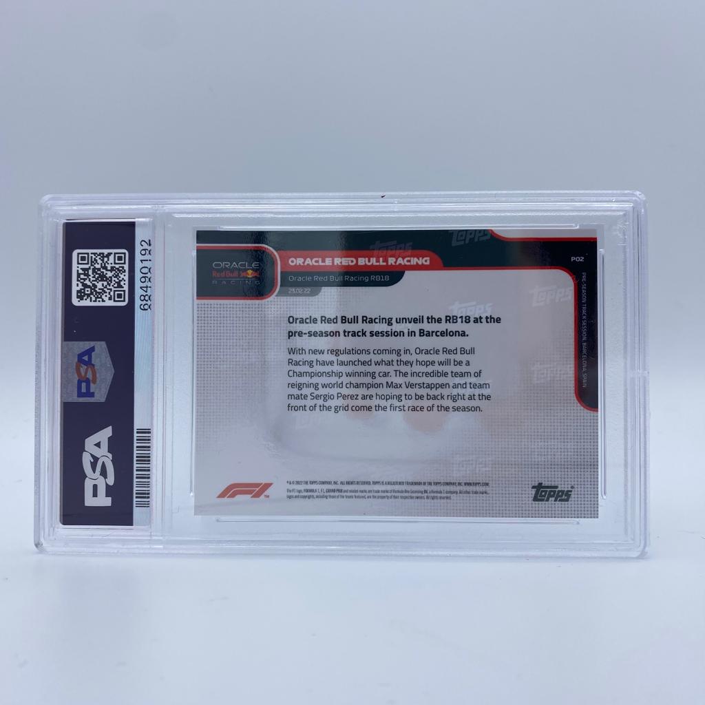 PSA 10 Oracle Red Bull Racing #P02 Unveil RB18 Pre-Season Barcelona - Limited Edition F1 Collectible for Motorsport Fans & Display