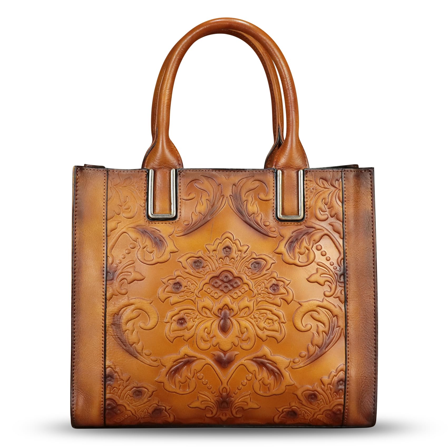 Genuine Leather Satchel for Women - Embossed Top Handle Handbag, Handmade Crossbody Tote & Shoulder Purse | Perfect for Work, Travel & Everyday Use