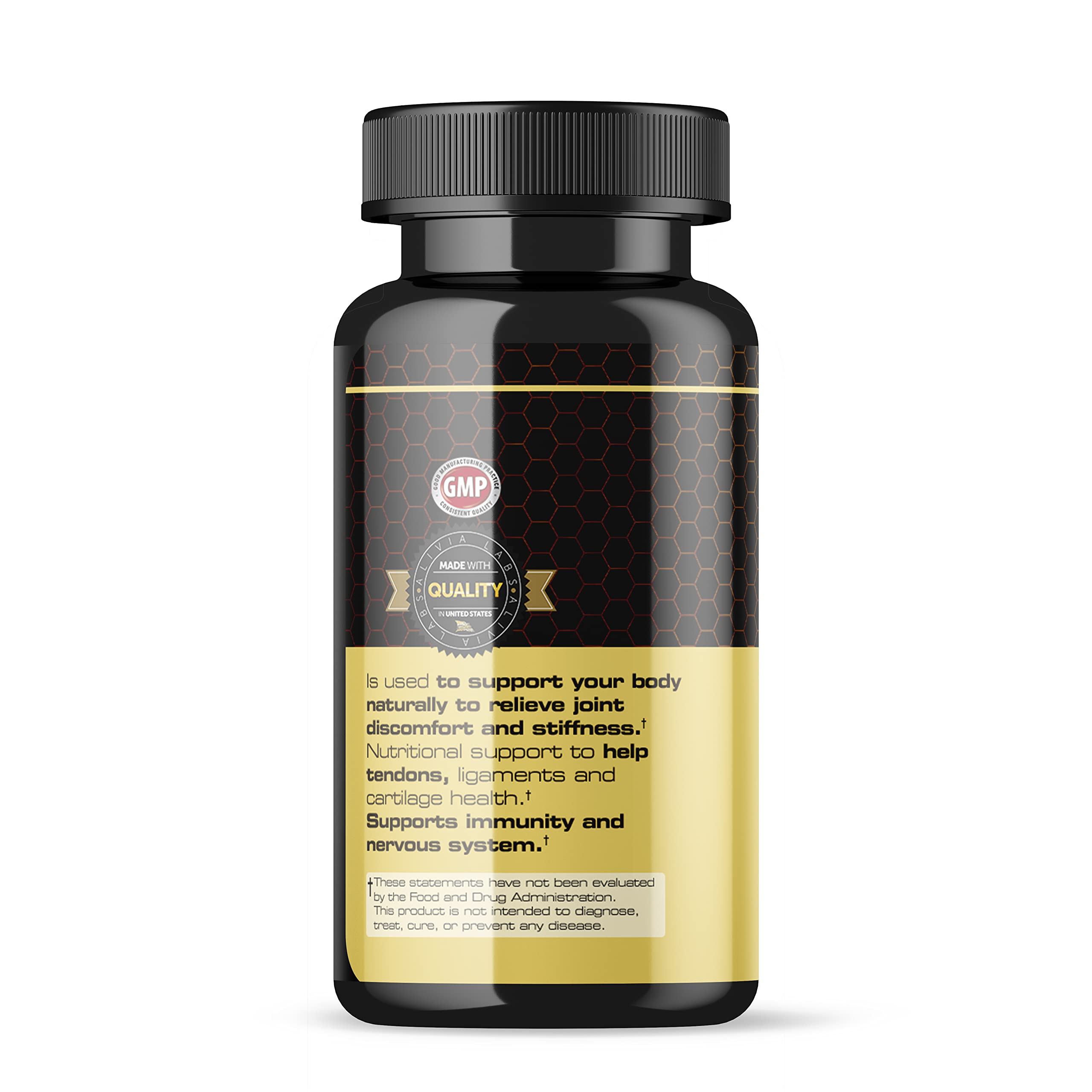 Premium Glucosamine & Apitoxin Supplement for Joint & Muscle Support - 60 Capsules per Bottle (4-Pack) - Relieve Pain & Improve Mobility for Active Lifestyles & Sports Recovery