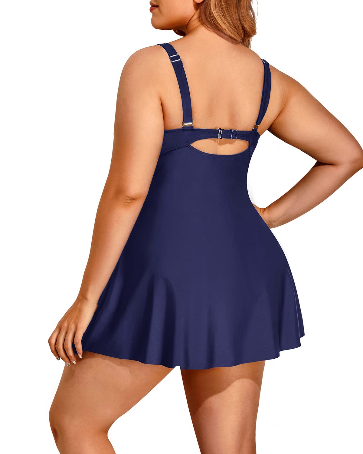 Holipick Plus Size Swim Dress for Women - One Piece Swimsuit with Skirt, V Neck & Tummy Control Bathing Suit | Beach, Pool & Vacation Wear