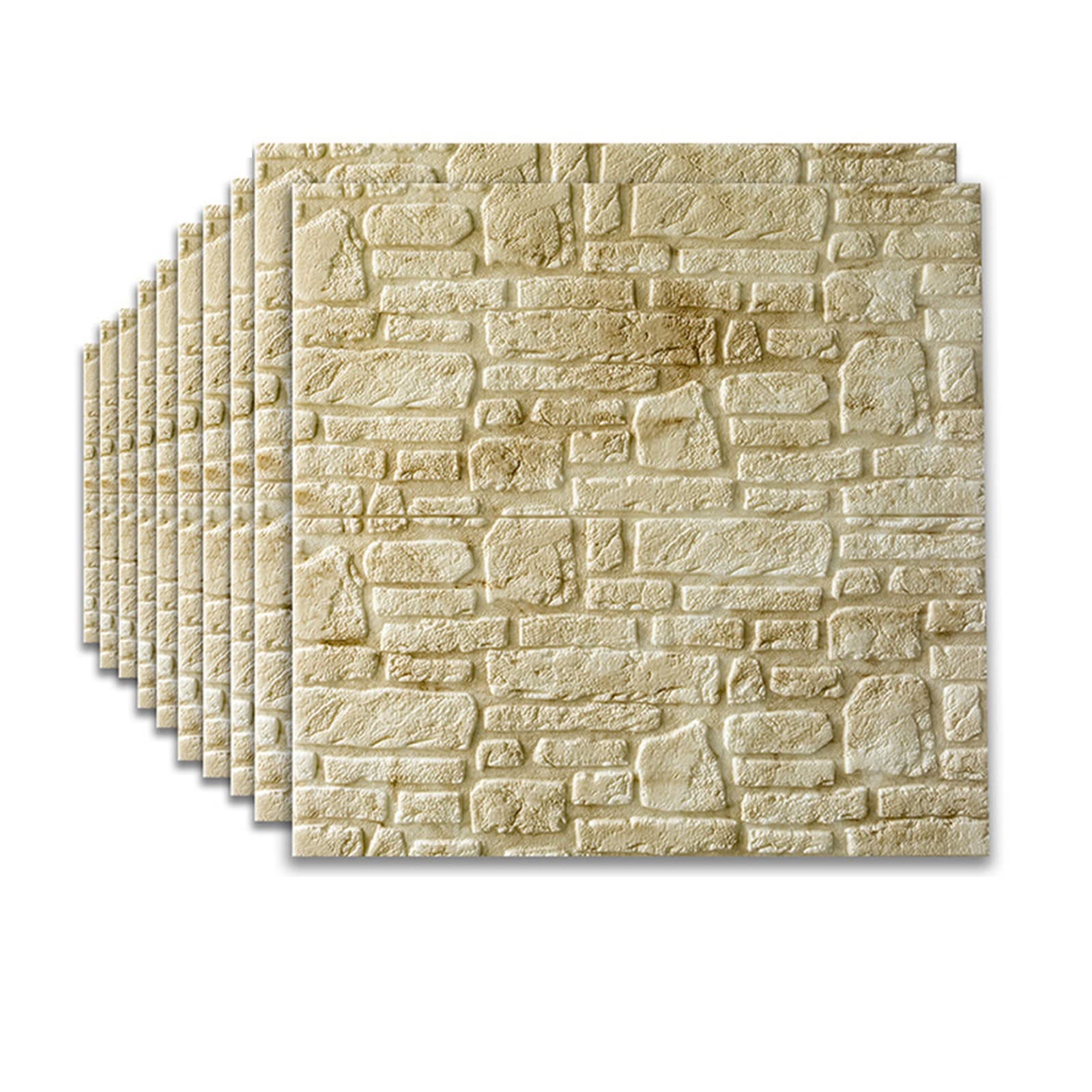 3D Foam Brick Wallpaper - Self-Adhesive 8MM Thick Peel & Stick Wall Panels - Realistic Embossed Brick & Stone Texture - for Living Room, Bedroom, Home Office Décor (10/20 Pcs) - Easy DIY Home Improvement & Accent Wall Design