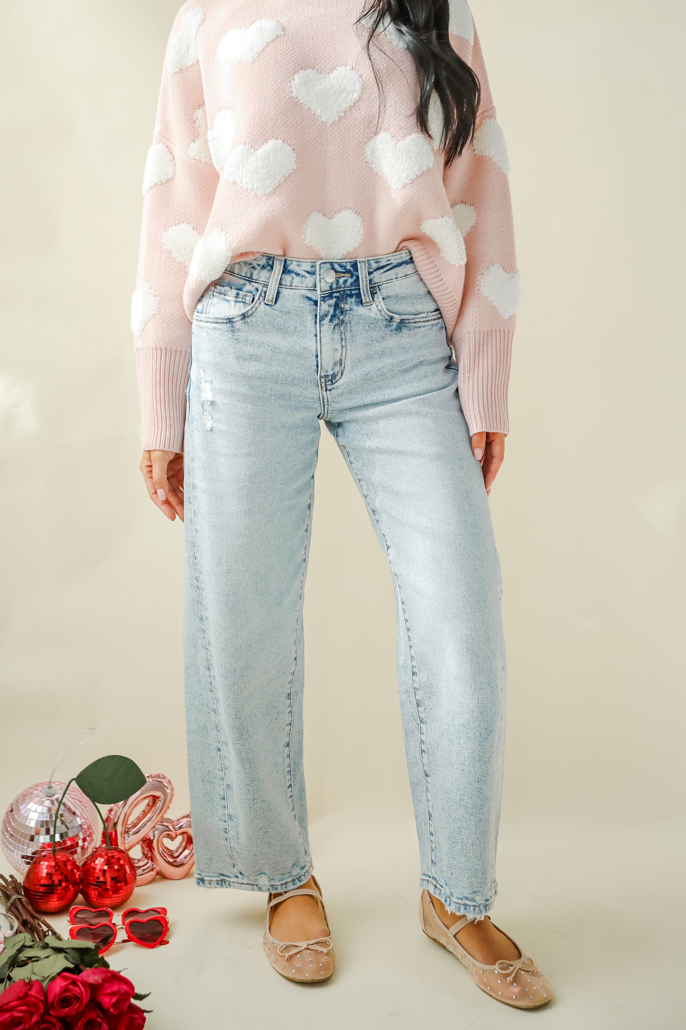Chelsey Light Wash Barrel Jeans for Women - High Waist Distressed Denim Pants - Casual & Comfortable Stretch Jeans for Everyday Wear | Perfect for Work, Weekend Outings & Date Nights