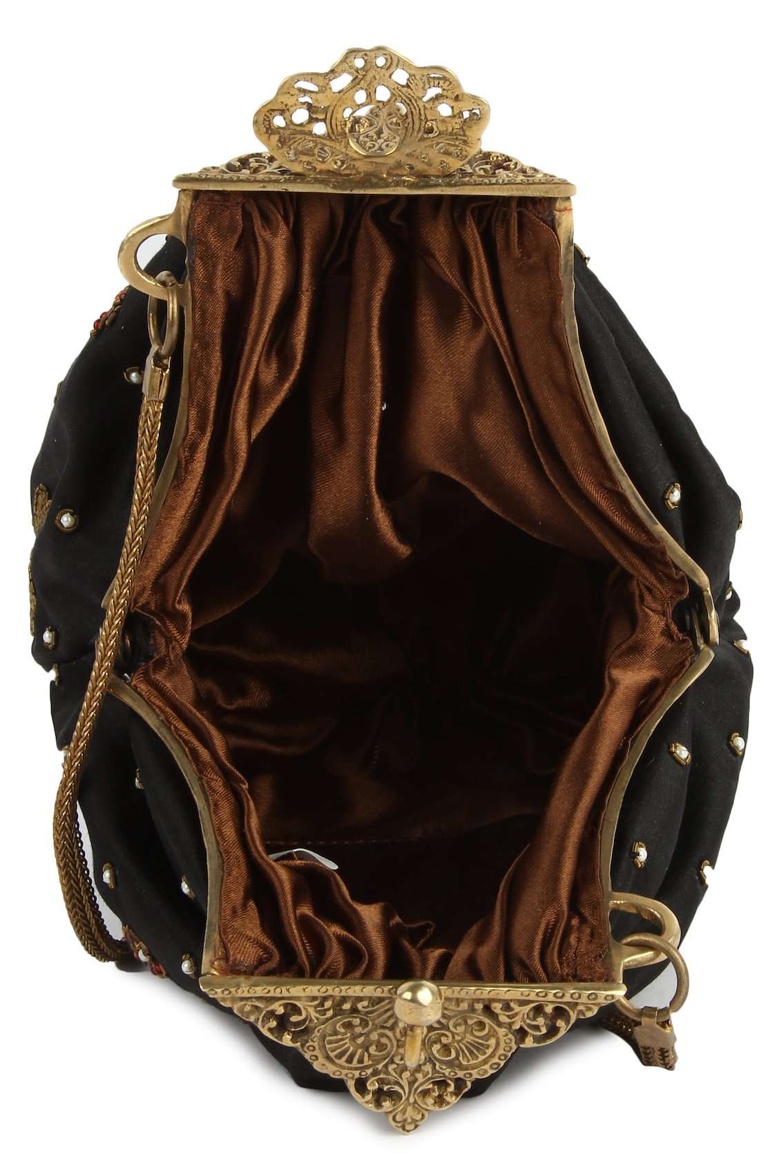 Ashley Black Leather Pouch Crossbody Bag with Brass Frame - Stylish & Durable for Women, Perfect for Work, Travel & Evening Out