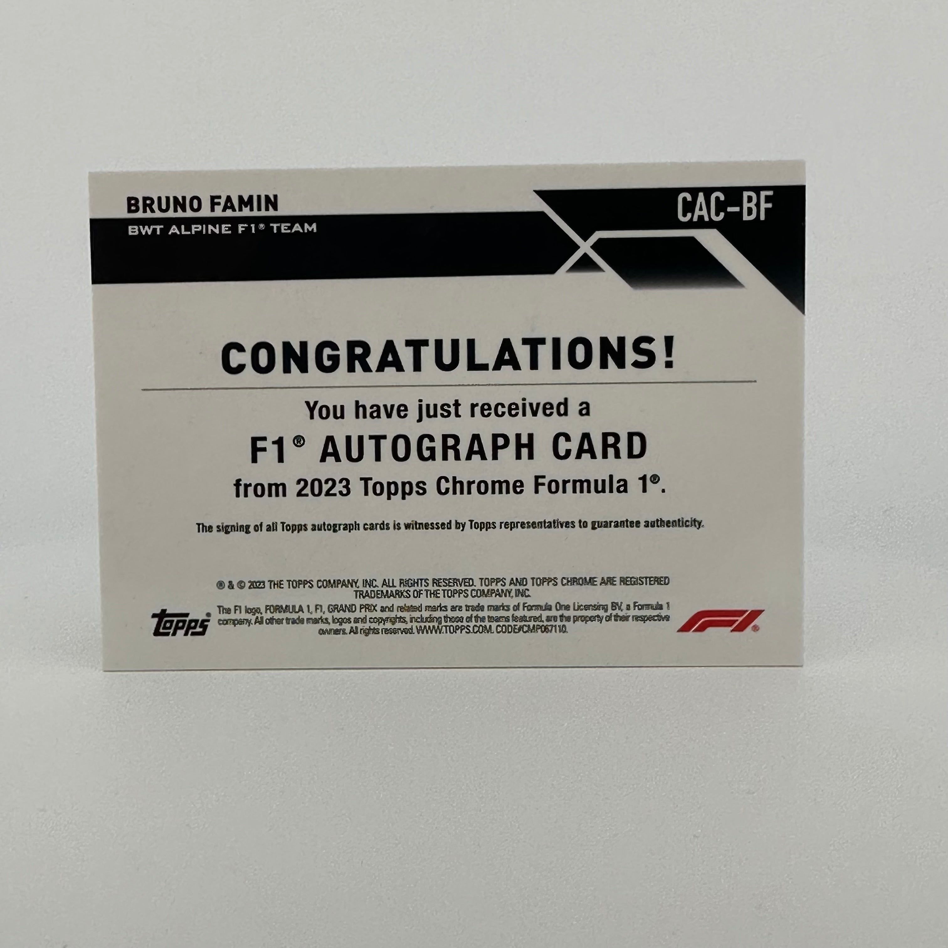 2023 Topps Chrome Bruno Famin #CAC BF 1/1 Superfractor - Rare Baseball Trading Card for Collectors & Sports Fans - Perfect for Display, Investment & Memorabilia Collections