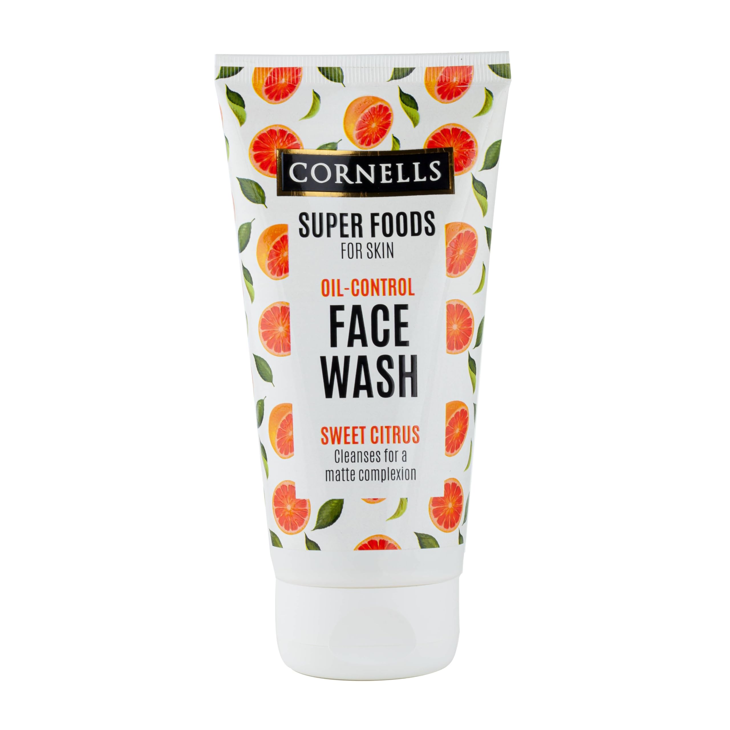 Cornells Super Foods Sweet Citrus Face Wash 150ml - Oil Control Facial Cleanser for Matte Complexion | Gentle Face Wash for Men & Women | Perfect for Daily Skincare & Acne-Prone Skin