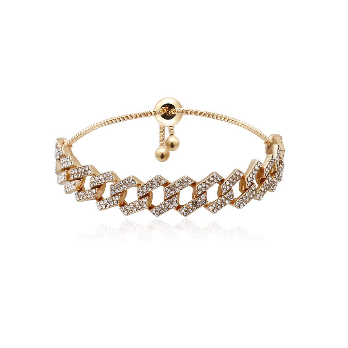 Cuban Link Chain Anklet with Rhinestones - Adjustable Gold Hip Hop Ankle Bracelet for Women | Perfect for Parties, Concerts & Streetwear Fashion