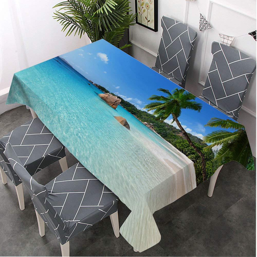 Moslion Tropical Beach Tablecloth - 52x70 Inch Decorative Rectangle Table Cover for Dining, BBQ, Picnic & Coffee Tables - Waterproof & Wrinkle-Resistant - Perfect for Outdoor Parties, Beach Themed Decor & Summer Gatherings
