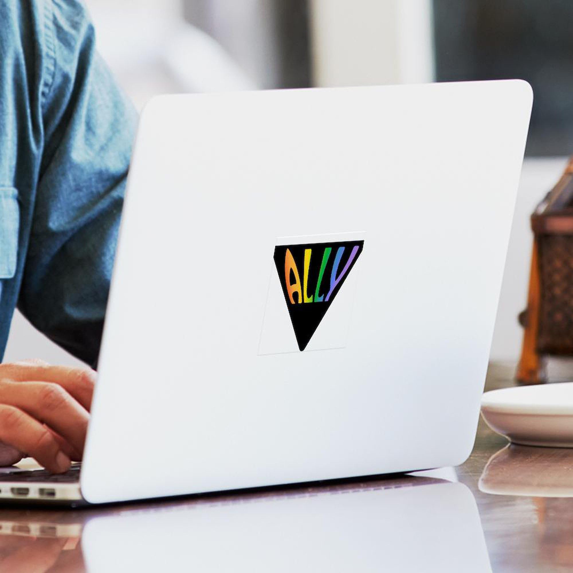 Triangle Ally Pride Square Sticker 3x3 Inch - Waterproof Vinyl Bumper Sticker for Car, Laptop, Phone - LGBTQ+ Support Decal for Windows, Notebooks, and Personal Belongings