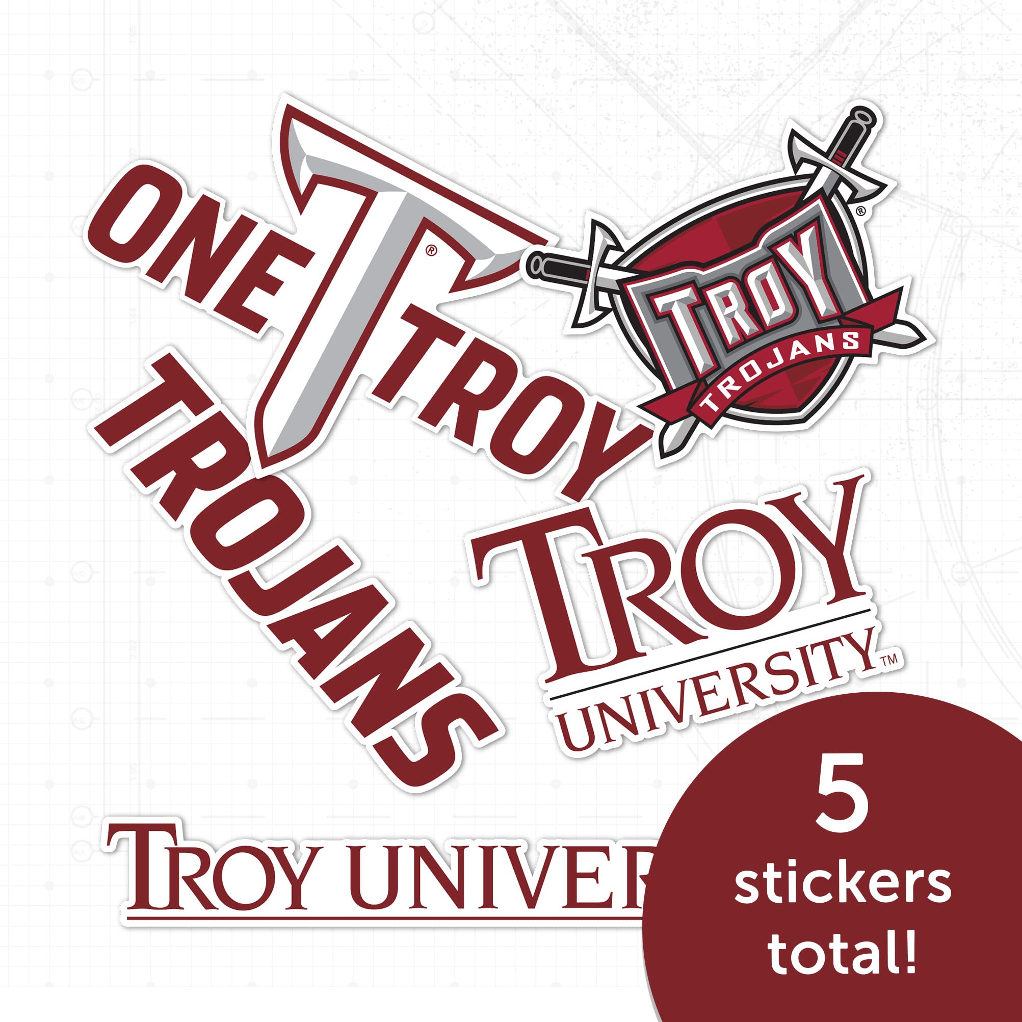 Troy University Trojans Desert Cactus Vinyl Sticker Sheet - 13.43x10.98 Inch Waterproof Decals for Laptop, Water Bottle, Car, Scrapbook (Type 2) - Perfect for College Pride, DIY Crafts & Fan Gifts
