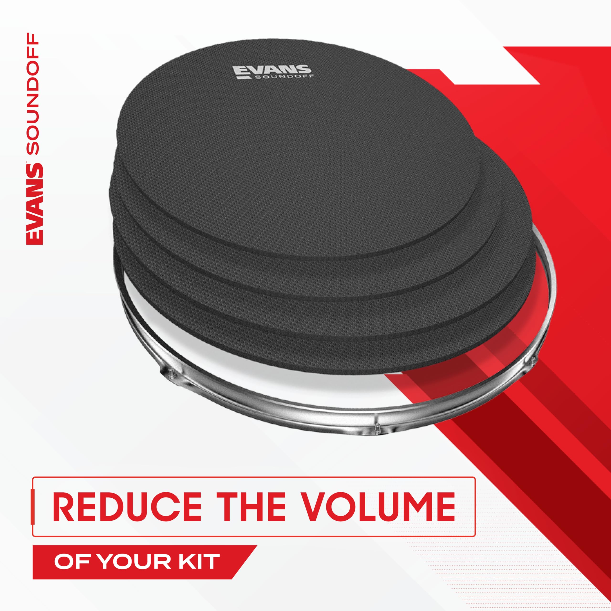 Evans Soundoff Drum Mute Pads - 8-Piece Drum Practice Silencer Set for Bass, Snare, Toms & Cymbals - Noise Reduction Drum Kit Accessories for Home, Studio & Quiet Rehearsal - Fusion Box Set (3 Cymbal, 4 Tom/Snare, 1 Bass Mutes)