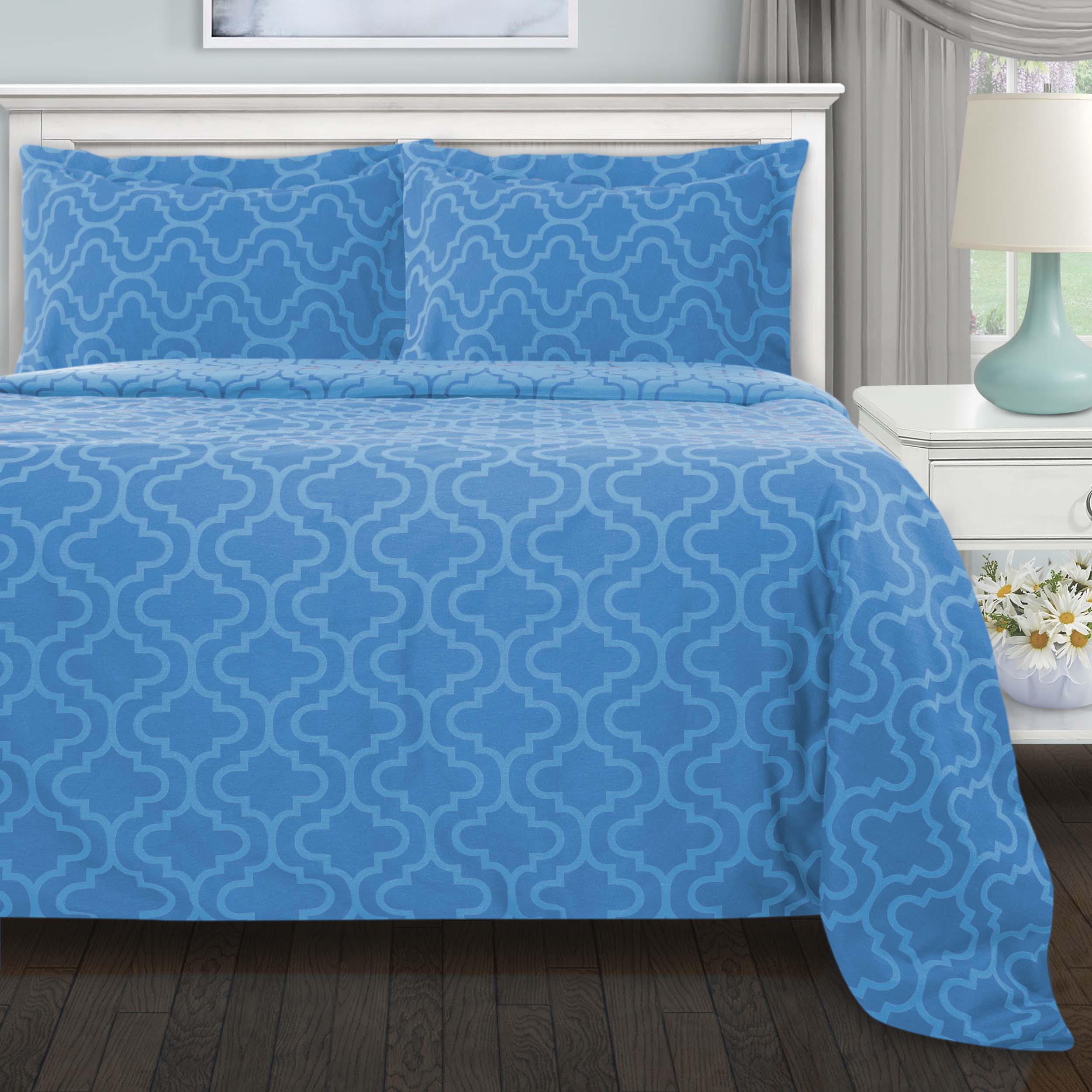 Premium Cotton Flannel Trellis Duvet Cover Set - Soft & Cozy Queen/King Size Bedding - Perfect for Winter Warmth & Farmhouse Bedroom Decor