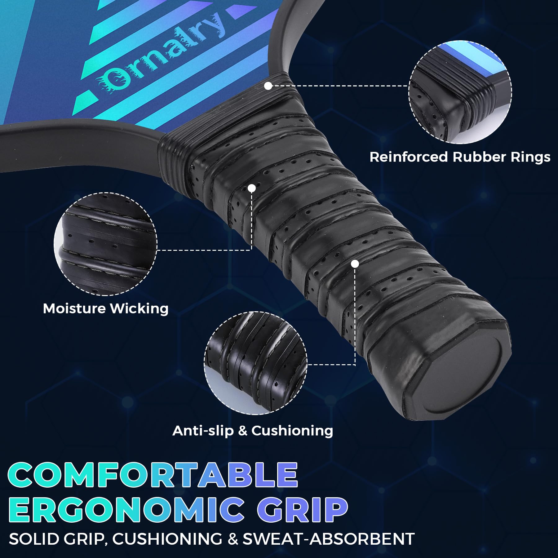 Premium T700 Carbon Fiber Pickleball Paddles Set of 2 - 16mm Polypropylene Honeycomb Core for Power & Control - High Grit Surface for Maximum Spin - Perfect Gift for Intermediate to Pro Players - Ideal for Tournaments, Backyard Games & Family Fun