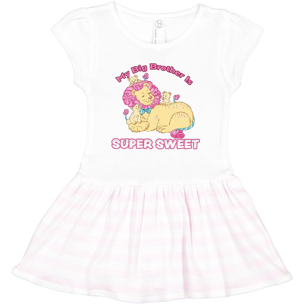 Inktastic My Big Brother is Super Sweet Cotton Candy Lions Toddler Dress - Cute Baby Girl Outfit for Birthday, Family Photos & Special Occasions