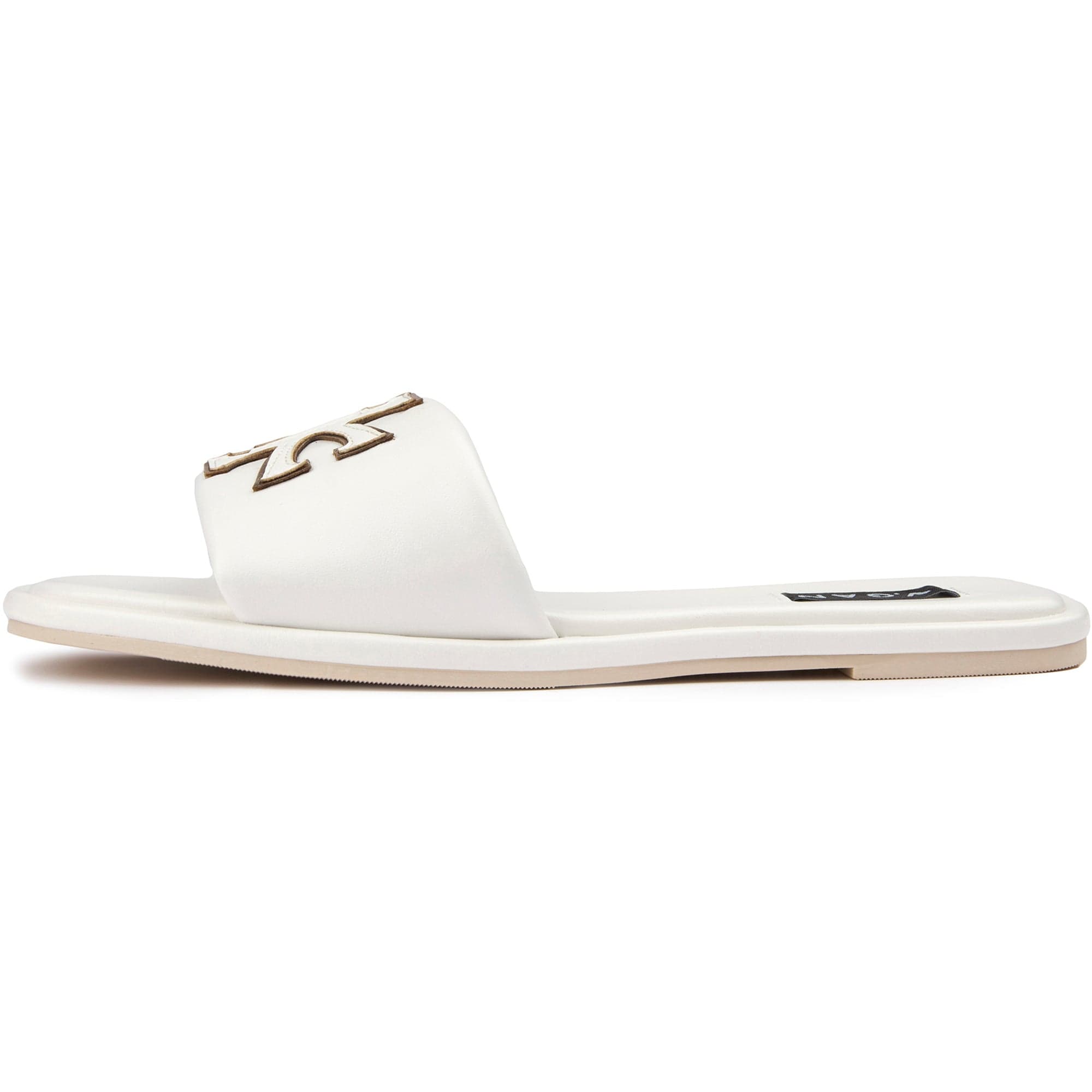 Choy Women's Vegan Leather Logo Slider Sandals - Comfortable White Slide Sandals for Women | Perfect for Summer, Beach, and Casual Outfits