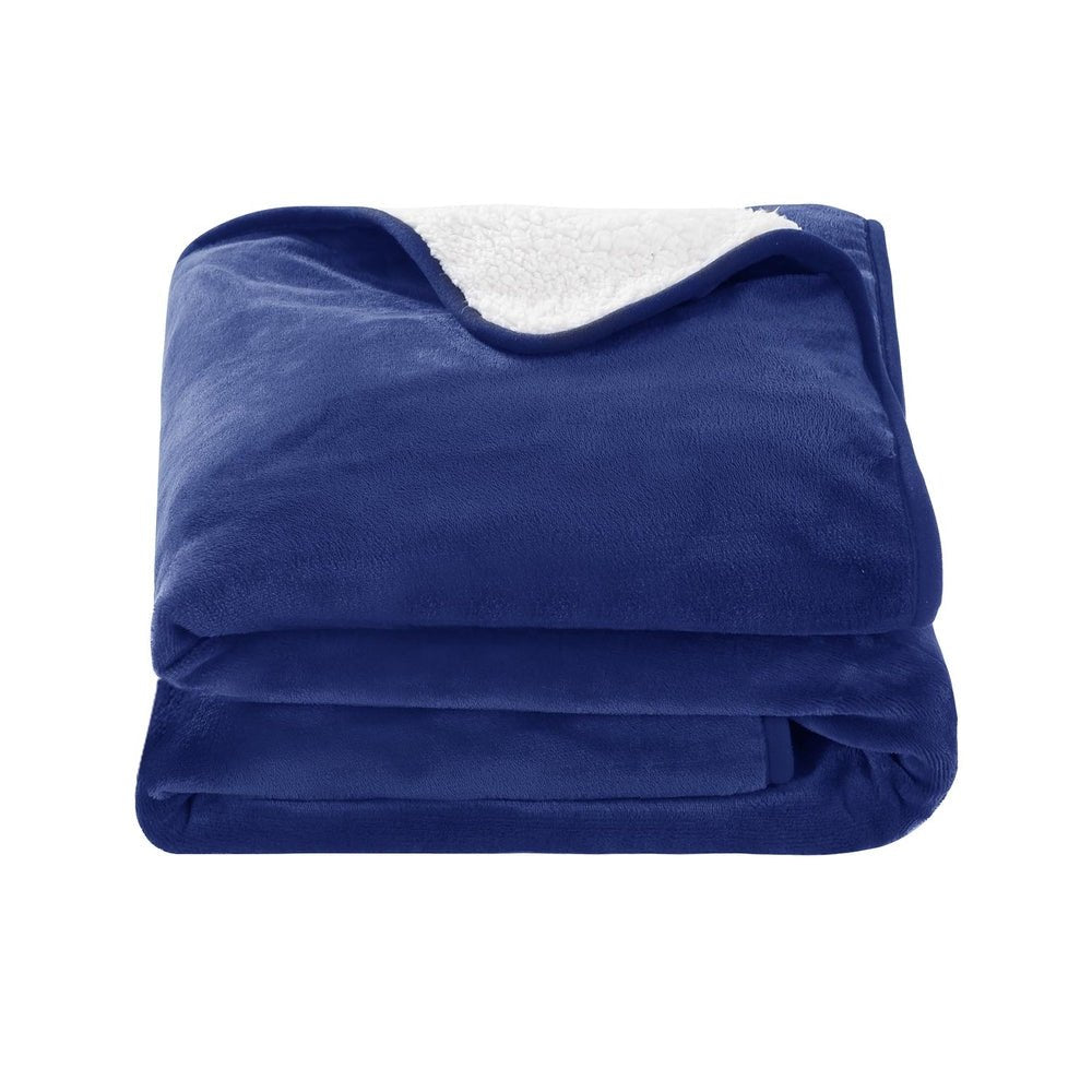 Electric Heated Blanket - Washable Flannel Throw Rug for Winter, Navy Blue - Cozy Warmth for Bed, Sofa & Office Use