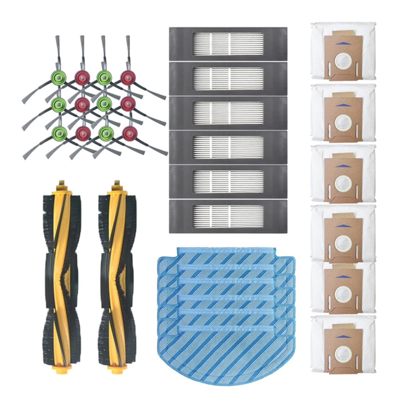 WENCY Vacuum Cleaner Accessories for ECOVACS DEEBOT OZMO T8/AIVI/MAX N8PRO/T9/T9MAX - Replacement Main Brush, Side Brush, Dust Bag, HEPA Filter & Mop Pad - Robot Vacuum Parts for Hardwood & Tile Floor Cleaning (Blue)