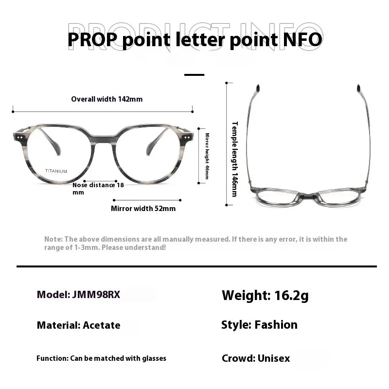 Aror Unisex Full Rim Flat Top Oval Acetate Titanium Eyeglasses 84298 - Lightweight & Durable Frame for Men & Women - Perfect for Reading, Work, and Everyday Fashion