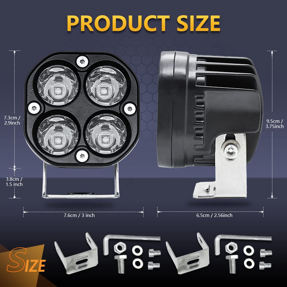 COYOUCO 2PCS 3 Inch LED Offroad Driving Lights - 40W Waterproof Fog Lights Pod with Flood Beam for Cars, Trucks, ATV, UTV, Boats & Motorcycles - White Auxiliary Work & Ditch Lights - Perfect for Night Off-Roading, Camping & Emergency Lighting