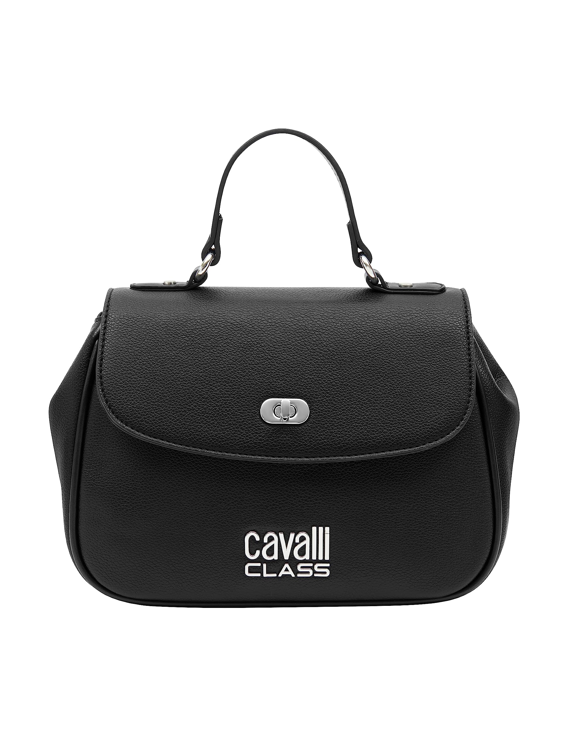 Luxury Cavalli Class LUCCA Black Medium Top Handle Shoulder Bag for Women - Perfect for Work, Evening Events & Daily Fashion Accessory
