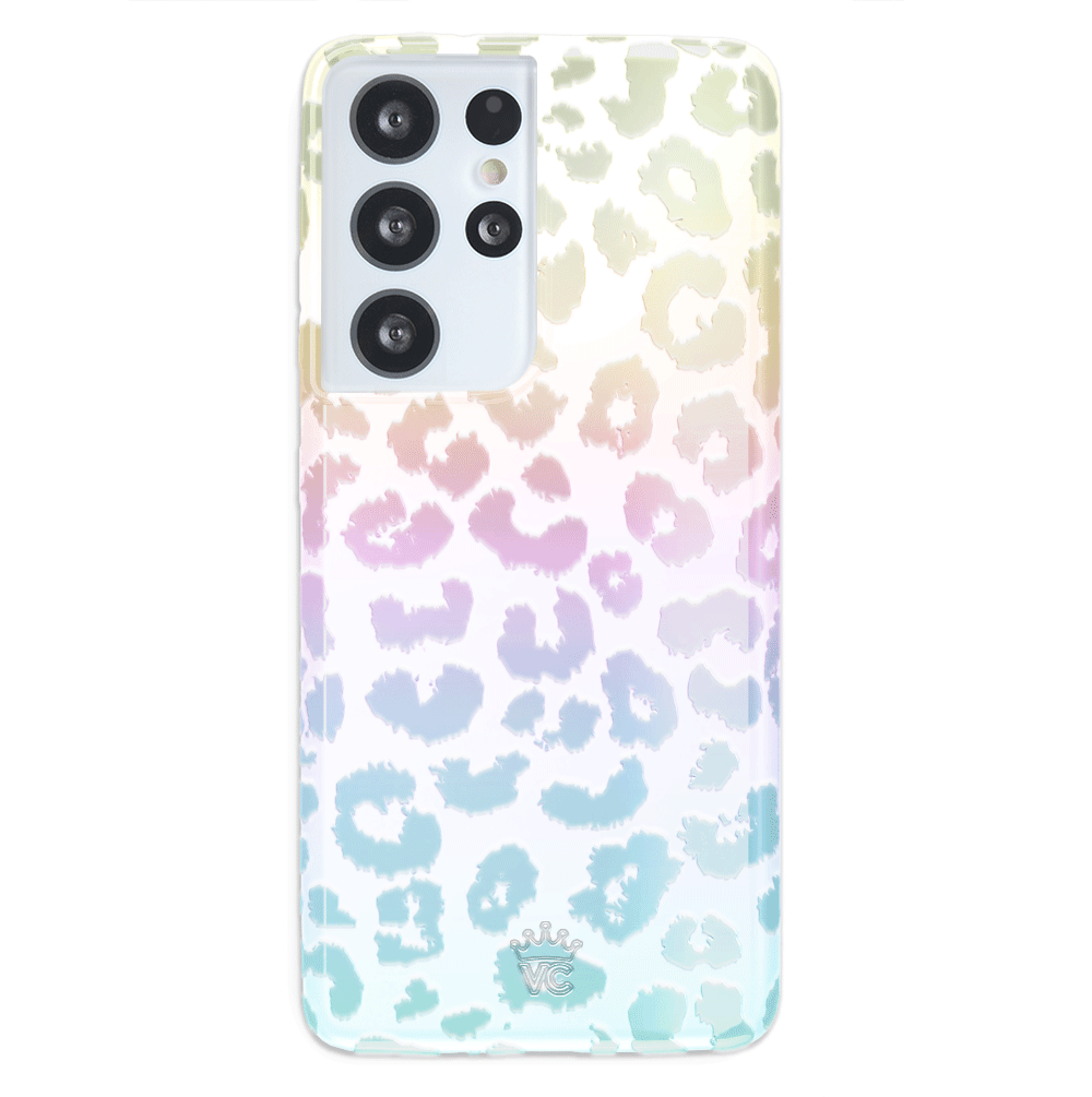 White Opal Leopard Print Phone Case for Samsung Galaxy - Stylish Protective Cover for Everyday Use & Fashion Accessory