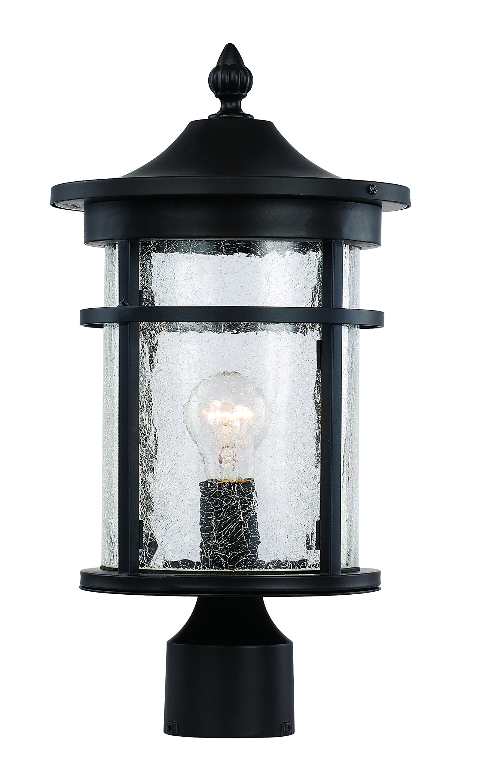 Trans Globe Lighting TG40383 BK Transitional One Postmount Lantern Outdoor Light Fixture - 15 Inch Bronze/Dark Finish - Perfect for Porch, Patio, Garden & Pathway Lighting
