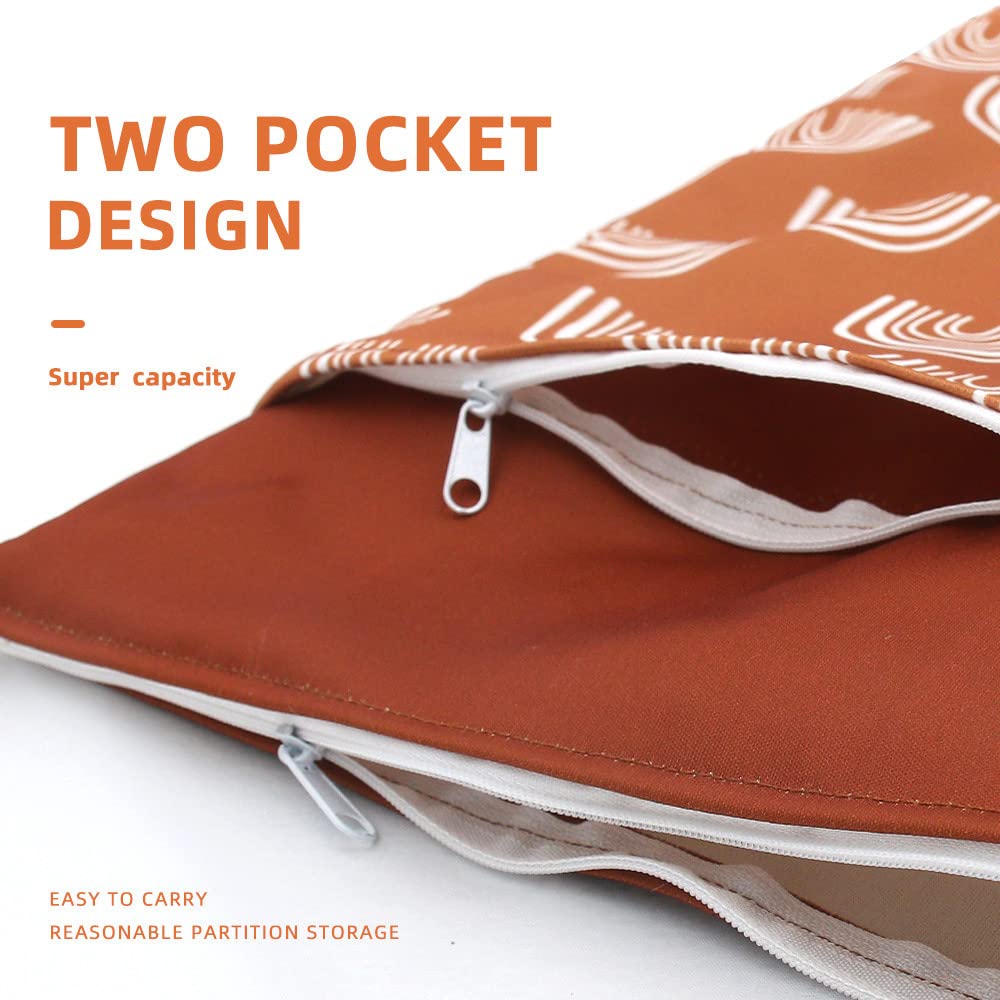 Waterproof Reusable Wet Dry Bag with 2 Zippered Pockets & Handle - Ideal for Baby Cloth Diapers, Breast Pump Parts, Beach, Pool, Gym, Yoga & Daycare Organizer - Perfect for Stroller, Travel & Toiletries Storage