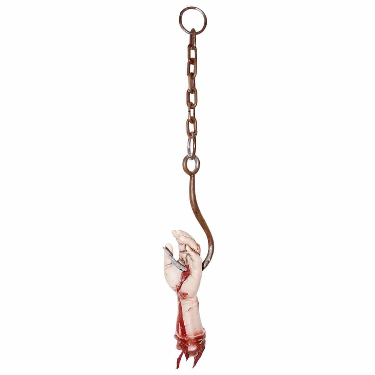 Scary Halloween Bloody Hand Prop with Hook - Perfect for Haunted House Decor, Horror Parties & Themed Events