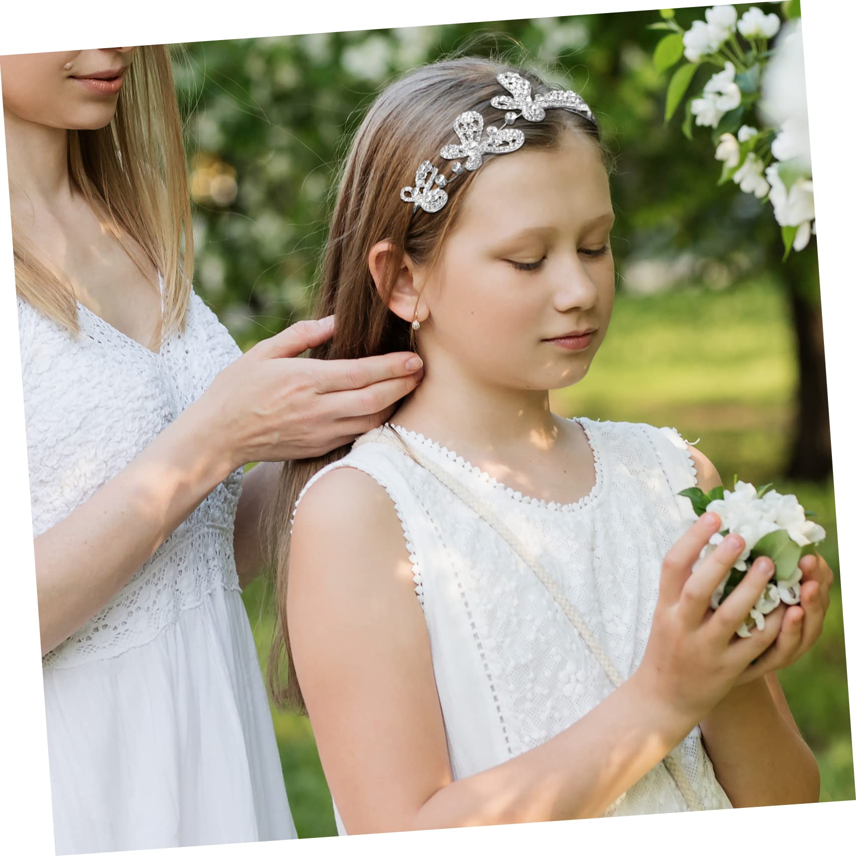 POPETPOP Butterfly Rhinestone Tiara - Crystal Princess Headband for Girls | Flower Girl Hair Jewelry | Wedding Party Accessories | Alloy Hair Hoop with Rhinestones for Birthday, Pageant, and Special Occasions