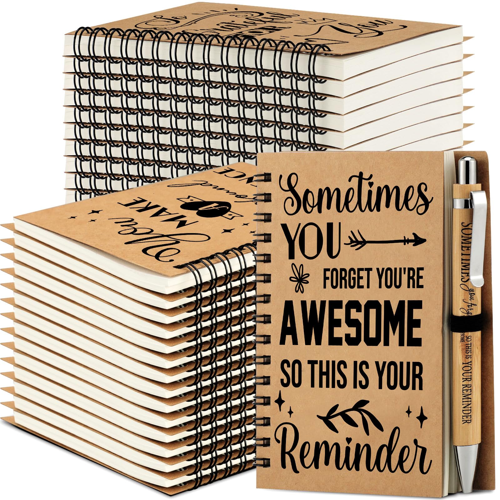 64 Sets Bulk Employee Appreciation Gifts - Inspirational Spiral Notebook & Motivational Pens Set (3.94 x 5.51