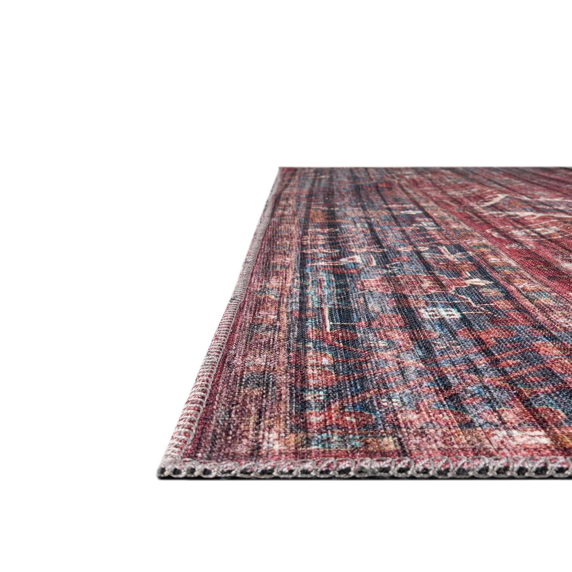 Washable 9' x 12' Rust Red Low-Pile Rug - Maahru Collection by Rugs.com | Durable & Easy-Clean Living Room Carpet for Large Spaces, Dining Areas & Open Floor Plans | Perfect for High-Traffic Areas, Pet-Friendly Homes & Modern Decor
