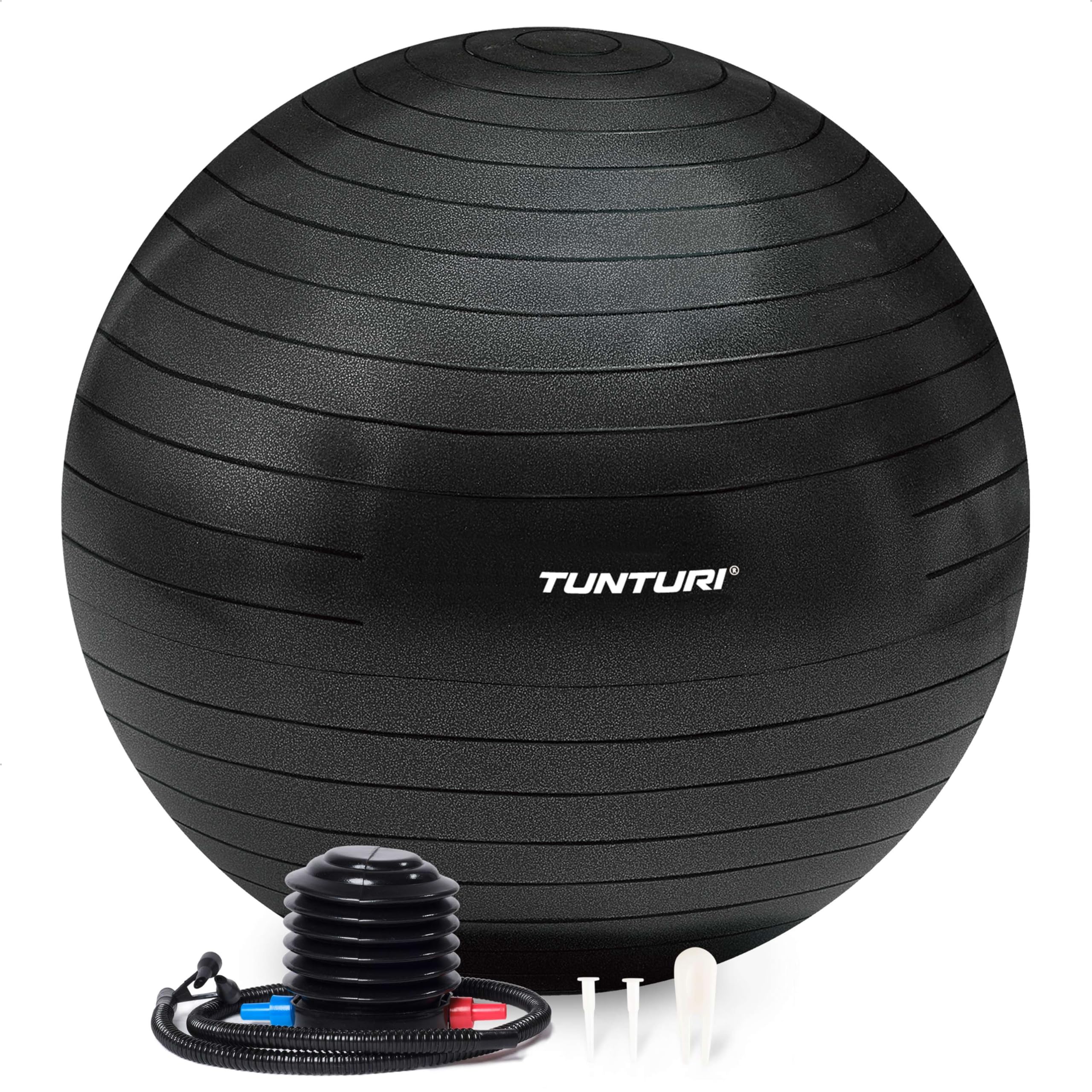 Tunturi Premium Anti-Burst Yoga Ball for Home Gym, Pilates, Workouts & Balance Training – 65cm/75cm Fitness Stability Ball with Pump & Guide
