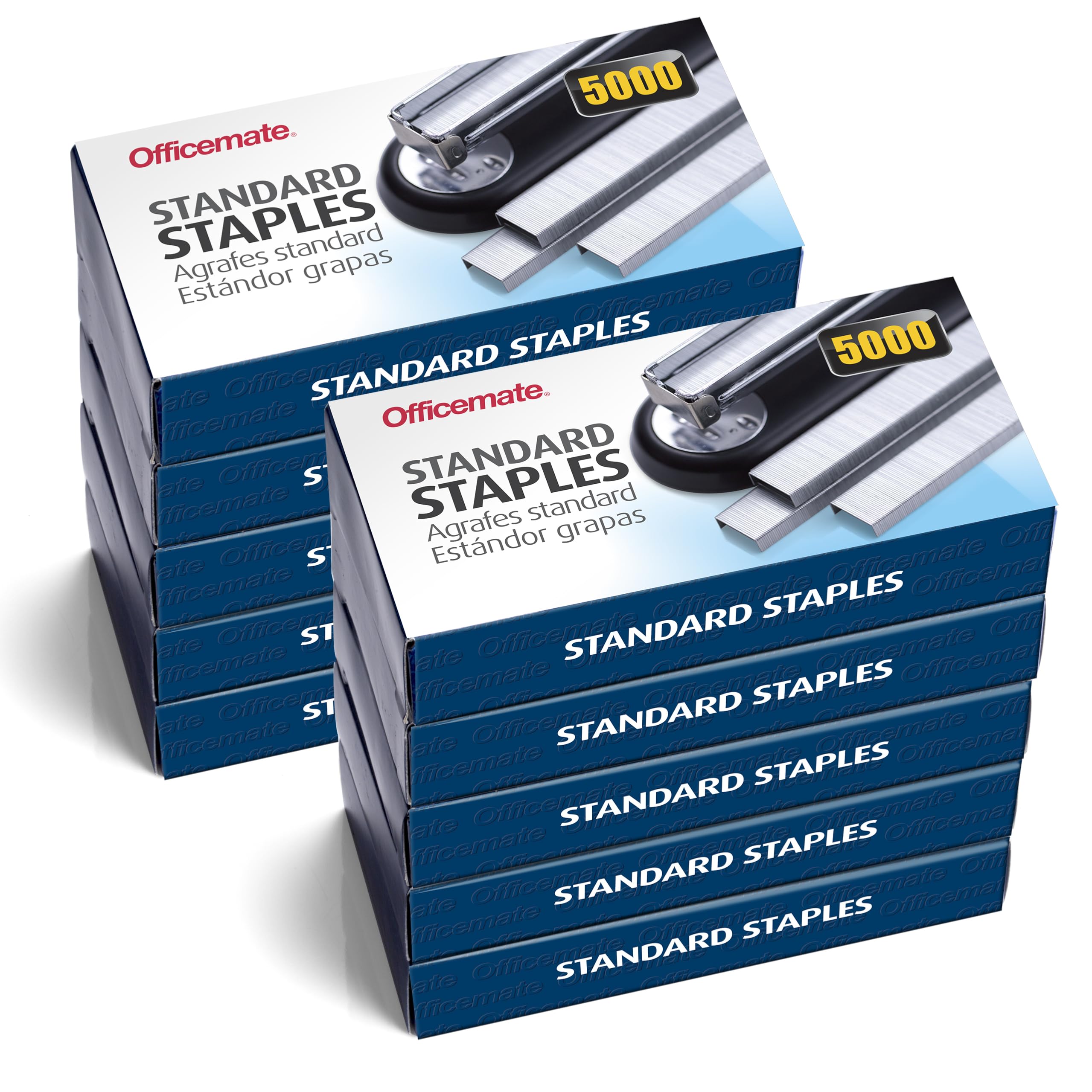 Officemate Standard Staples - 10 Boxes (5,000 Staples) - General Purpose Staples for Office, Home & School Use - Compatible with Most Staplers (91950)