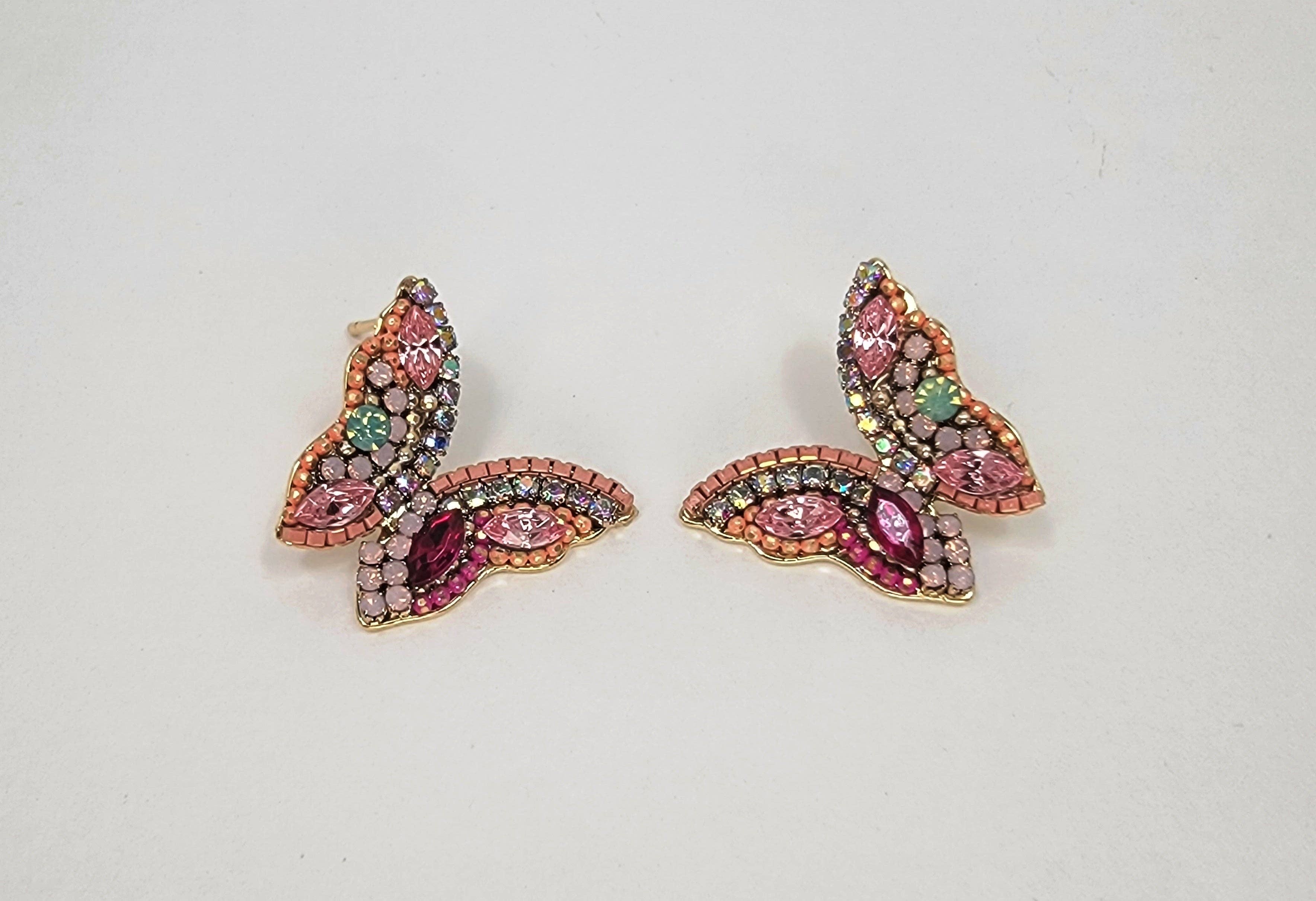 Butterfly Flutter CZ Crystal Stud Earrings for Women - Elegant Cubic Zirconia Post Earrings for Daily Wear, Parties & Special Occasions