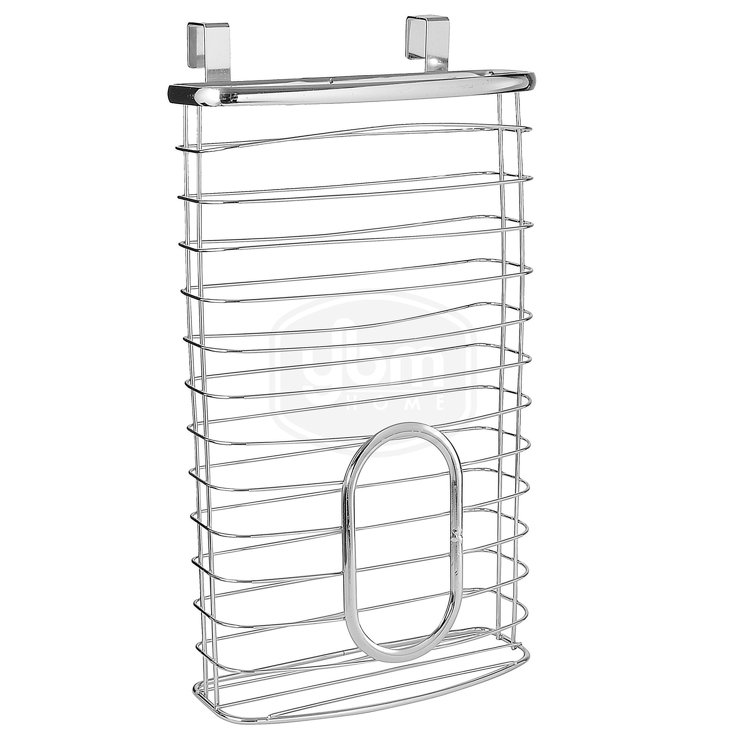 YBM Home Plastic Bag Storage Organizer - Metal Over the Cabinet Door Dispenser Holds 50 Grocery/Shopping Bags (Silver) - Perfect for Kitchen, Pantry & Garage Organization