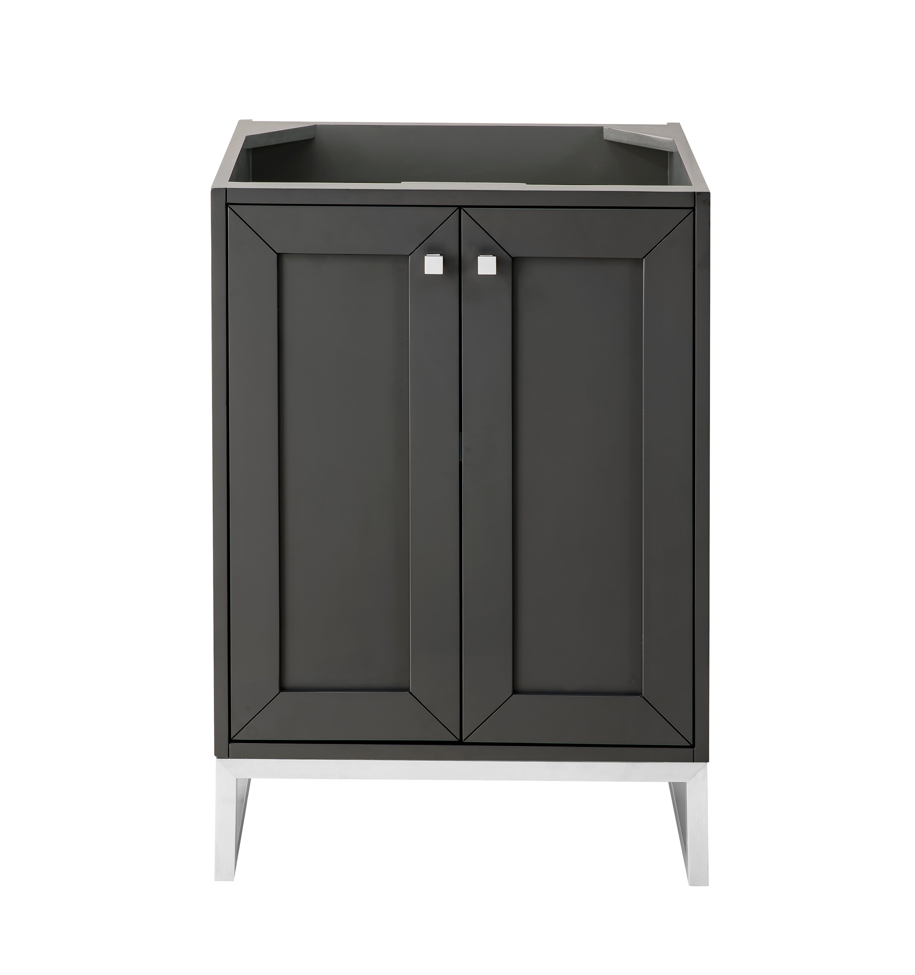 Chianti 24 Inch Single Vanity Cabinet with Soft Close Doors - Mineral Grey Finish & Brushed Nickel Hardware | Modern Bathroom Storage Solution for Small Spaces