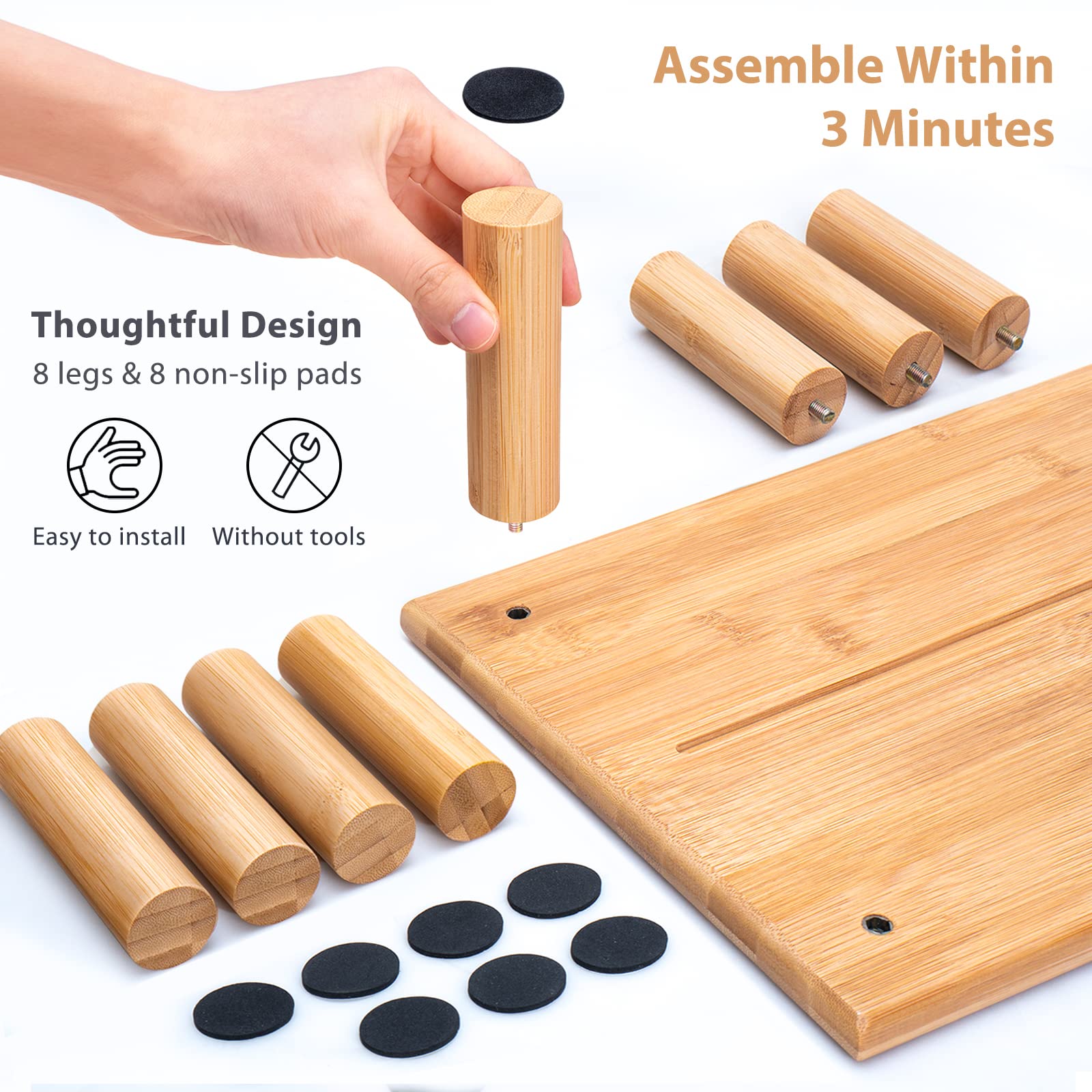 Adjustable Bamboo Dual Monitor Stand Riser with Storage Drawer - Ergonomic Desk Shelf for 2-3 Screens, Laptops, PC & TV - Perfect for Home Office, Gaming Setup & Workspace Organization (Natural Wood Finish)